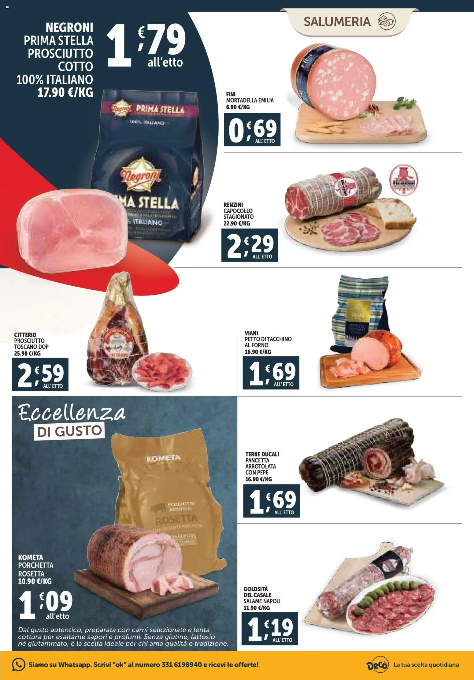 Volantino Decò del 20.11.2025 | Pagina: 3 | Prodotti: Porchetta, Pancetta, Tacchino, Mortadella