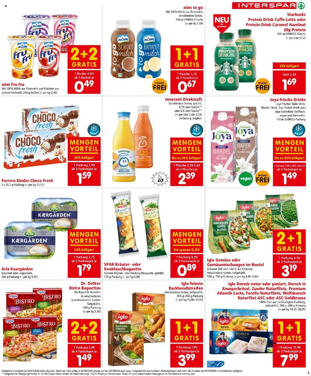 Interspar Flugblatt gültig ab 14.08.2025 | Seite: 5 | Produkte: Gemüse, Erbsen, Jääkaappipakastin, Milch