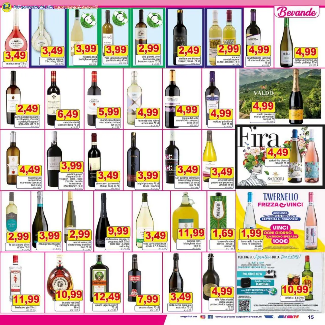 Volantino Pewex del 18.08.2025 | Pagina: 15 | Prodotti: Prosecco, Bottiglia, Vino bianco, Brandy