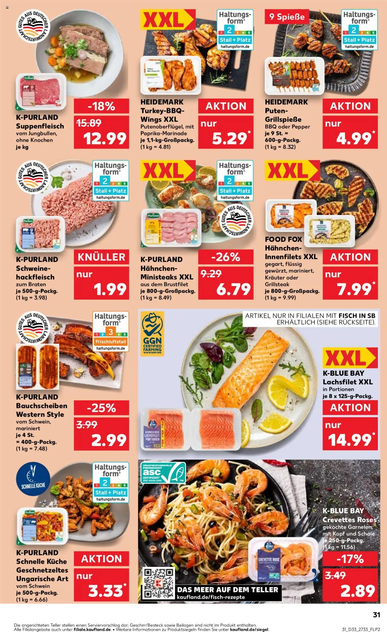 Kaufland Prospekt 	 - gültig ab dem 14.08.2025 | Seite: 31 | Produkte: Spieße, Fisch, Suppenfleisch, Hackfleisch