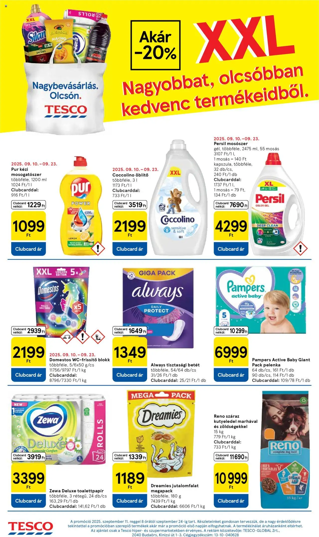 Tesco akciós ujság - amely érvényes a következő dátumtól: 18.09.2025 | Oldal: 12 | Termékek: Pampers, Tisztasági betét, Mosószer, Mosogatószer