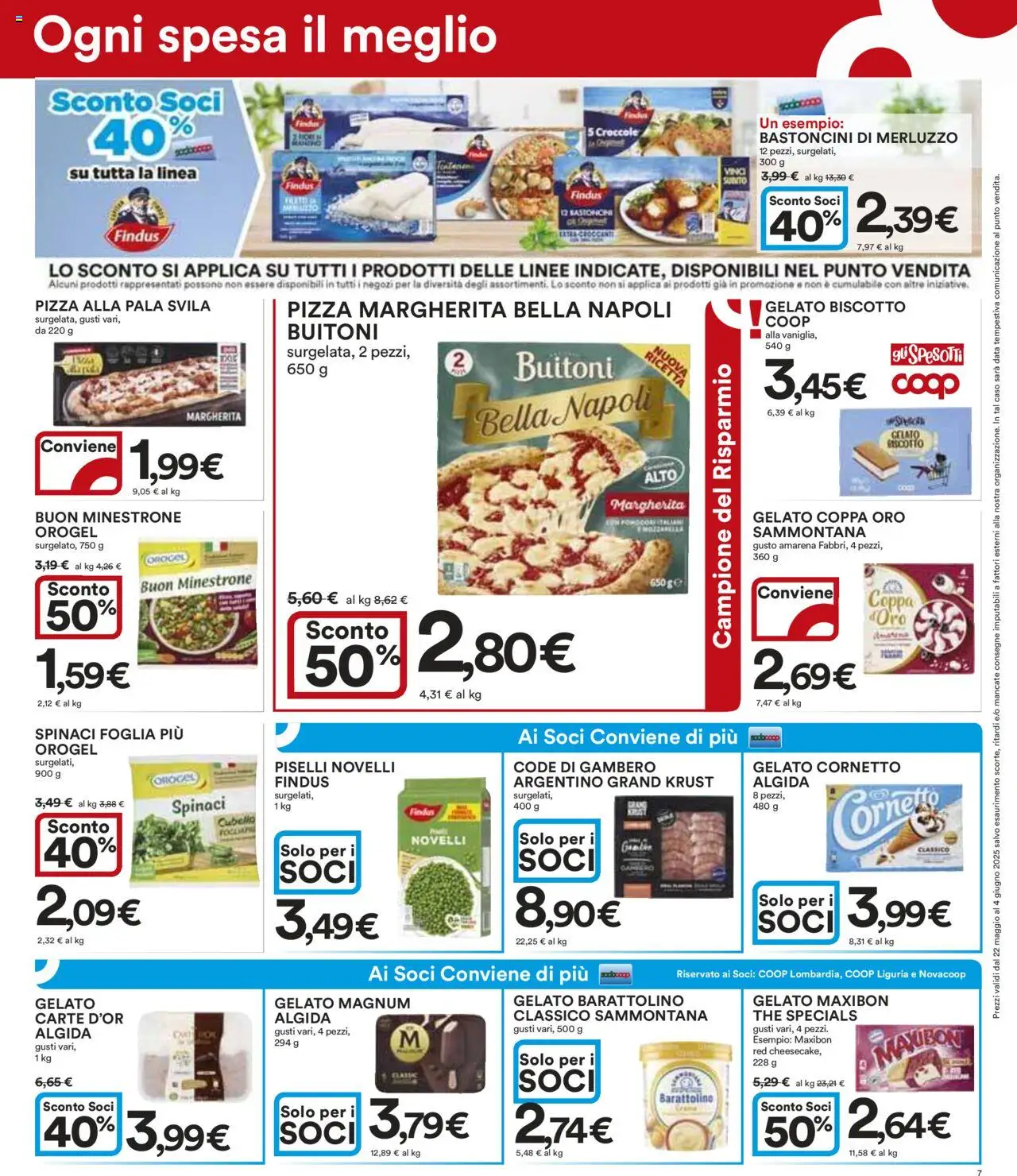 Volantino Ipercoop del 22.05.2025 | Pagina: 7 | Prodotti: Cornetto, Merluzzo, Spinaci, Amarena
