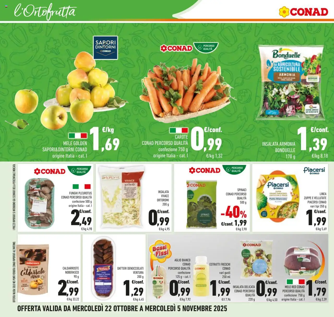 Volantino Conad del 22.10.2025 | Pagina: 24 | Prodotti: Mele, Insalata, Funghi, Spinaci
