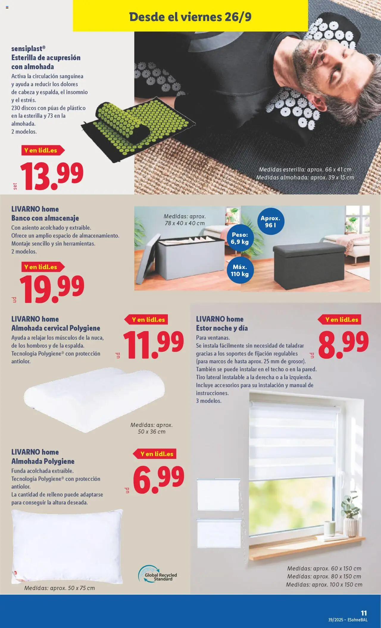 Lidl folleto de bazar │ válido desde el 22.09.2025 | Página: 27 | Productos: Funda, Peso, Almohada, Almacenaje