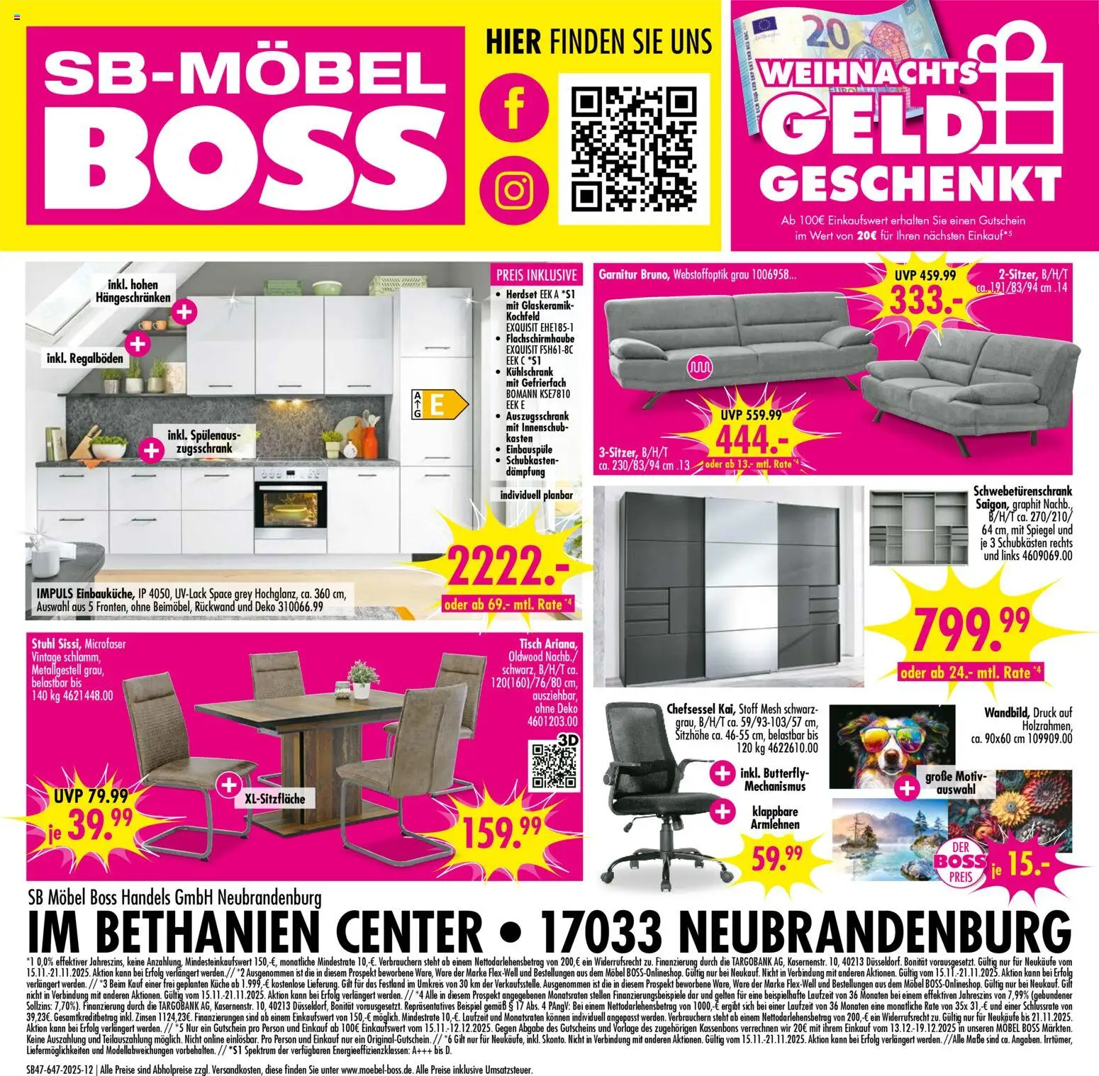 SB Möbel Boss Prospekt Neubrandenburg – gültig ab 15.11.2025 | Seite: 12 | Produkte: Tisch, Stuhl, Kühlschrank, Kochfeld