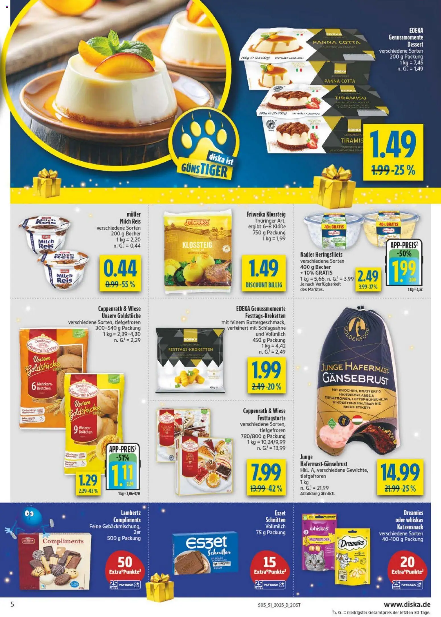 Diska - Diska Angebote Sachsen-Thüringen KW51 – gültig ab 15.12.2025 | Seite: 5 | Produkte: Schlagsahne, Milch, Reis, Whiskas
