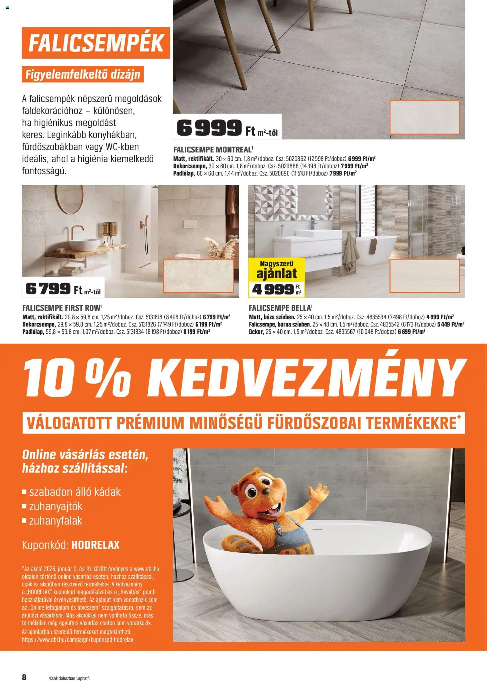 OBI akciós ujság - amely érvényes a következő dátumtól: 30.12.2025 | Oldal: 8 | Termékek: Falicsempe