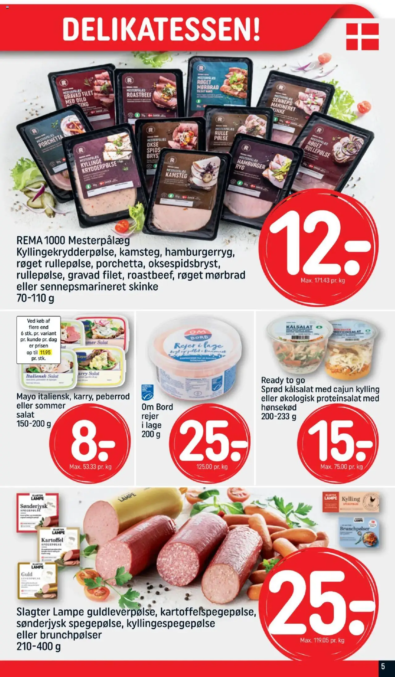 Rema 1000 Tilbudsavis gyldig fra 10.08.2025 | Side: 5 | Produkter: Bord, Spegepølse, Roastbeef, Peberrod
