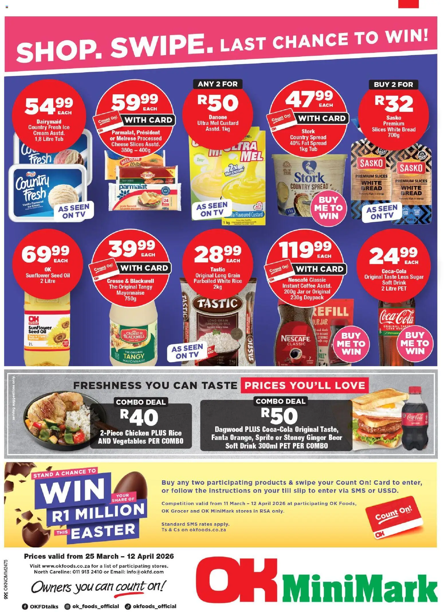 New OK Foods catalogue – valid from 25.03.2026 | Page: 1 | Products: Custard, Beans, Fanta, Vegetables