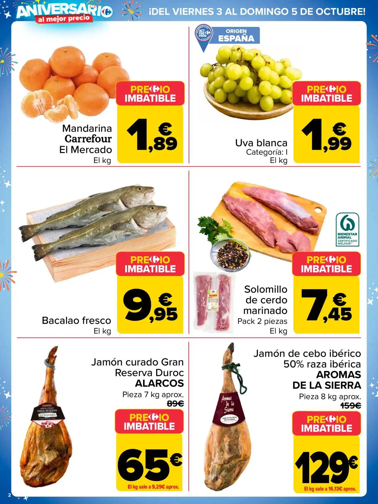 Carrefour folleto │ válido desde el 03.10.2025 | Página: 2 | Productos: Solomillo de cerdo, Jamón, Cerdo