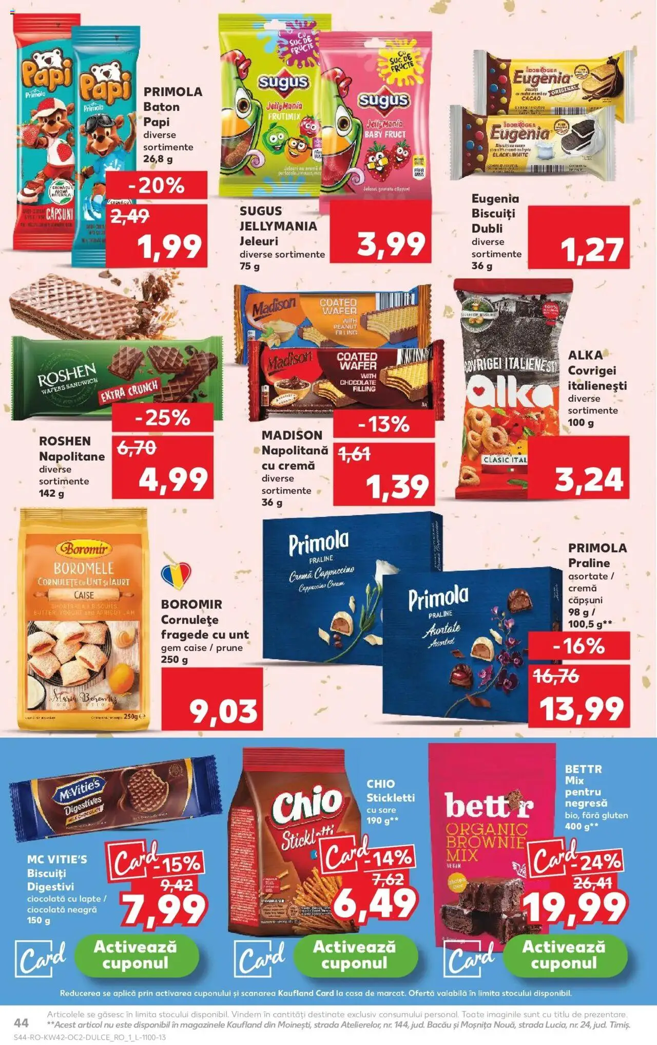 Noul catalog Kaufland – valabil de la 15.10.2025 | Pagină: 44 | Produse: Covrigei, Praline, Suc, Cornulețe