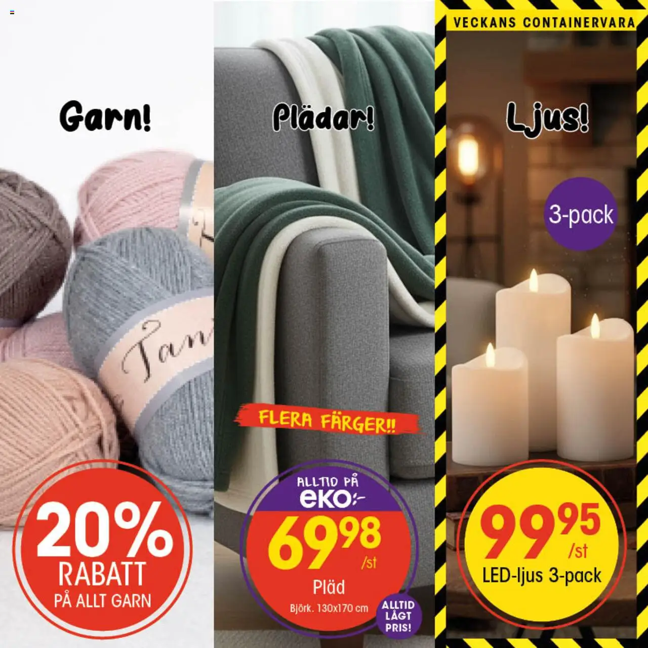 EKO reklamblad aktuell från 13.10.2025 | Sida: 7 | Produkter: Pläd, Ljus