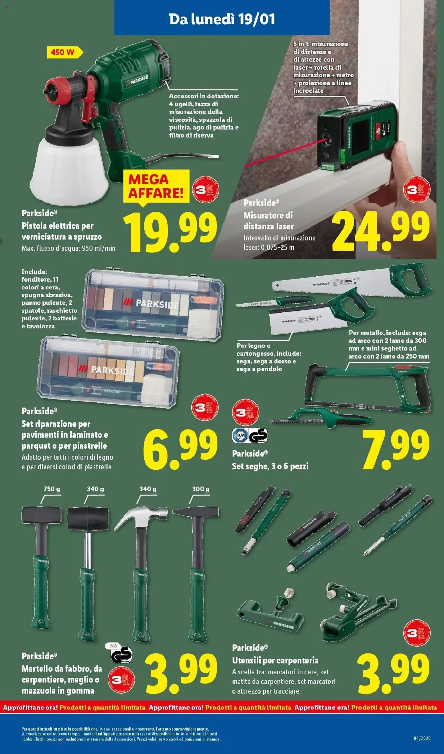 Volantino Lidl del 19.01.2026 | Pagina: 29 | Prodotti: Spugna, Martello, Sega, Batterie