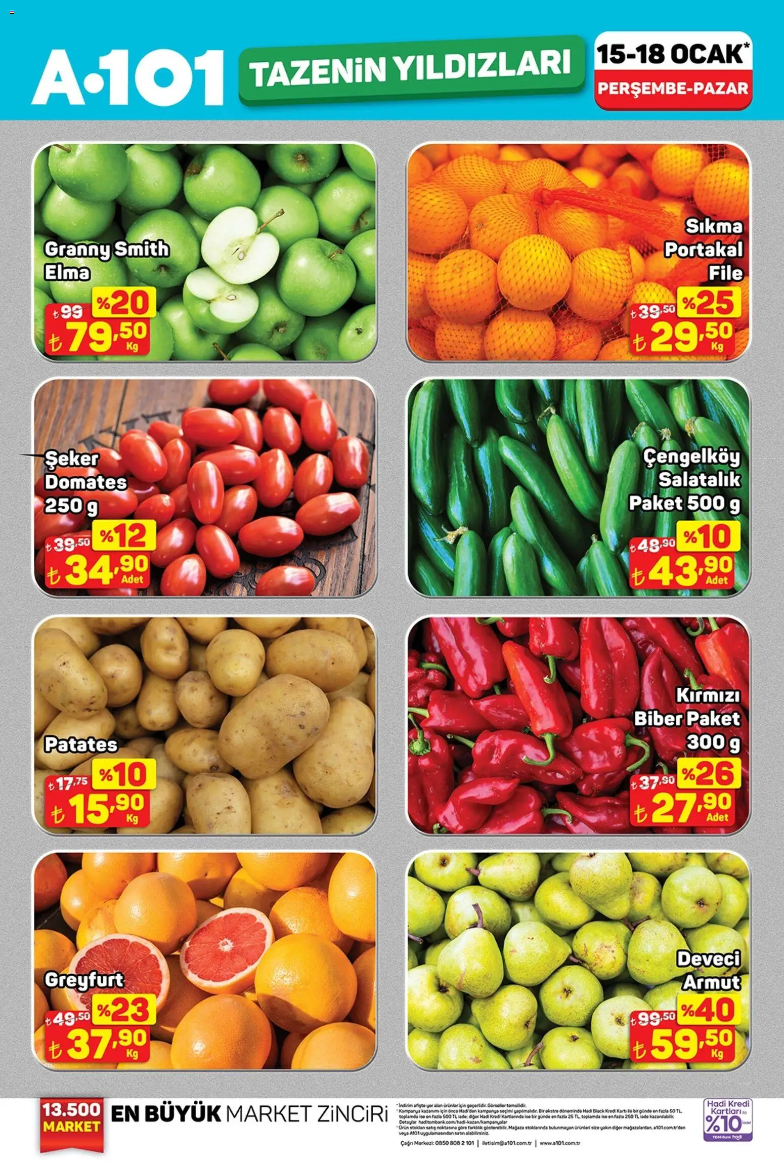 A101 Tazenin Yıldızları - 15.01.2026 tarihinden itibaren geçerlidir | Sayfa: 2 | Ürünler: Domates, Şeker, Greyfurt, Biber