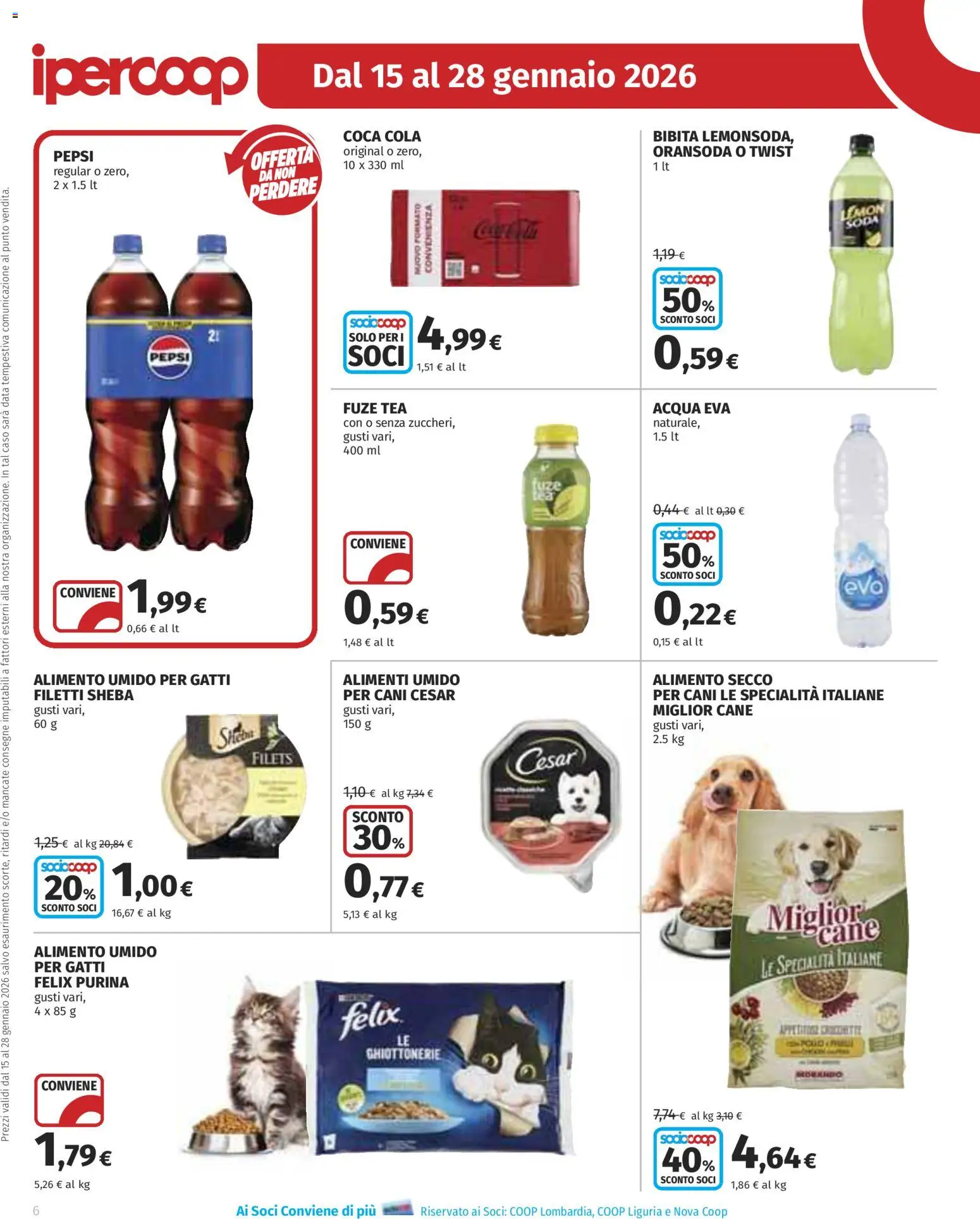 Volantino Ipercoop del 15.01.2026 | Pagina: 6 | Prodotti: Acqua, Data, Bibita, Pepsi