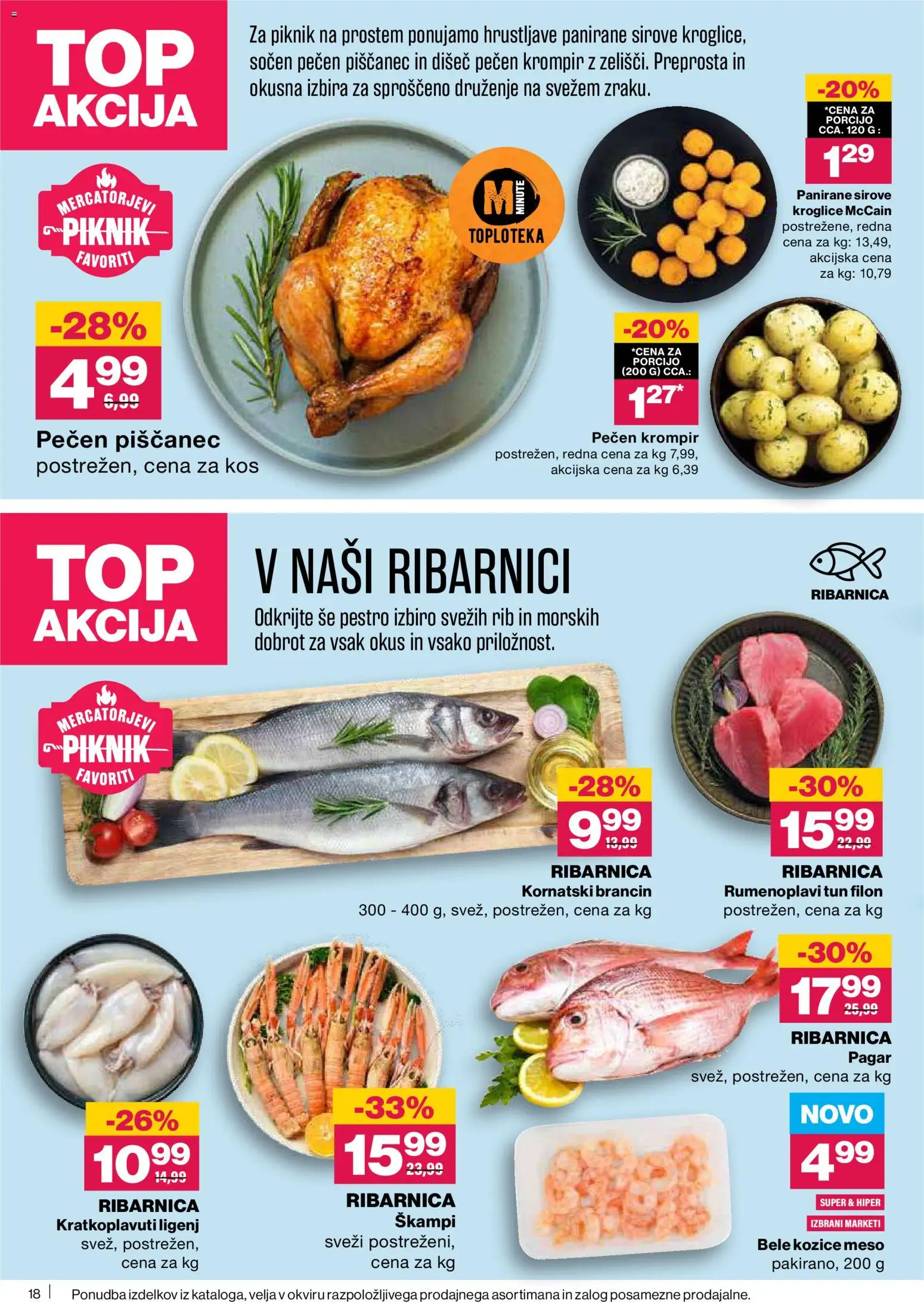 Novi Mercator katalog ponudbe – veljaven od 23.04.2026 | Stran: 18 | Izdelki: Kozice, Tuna, Kos, Krompir