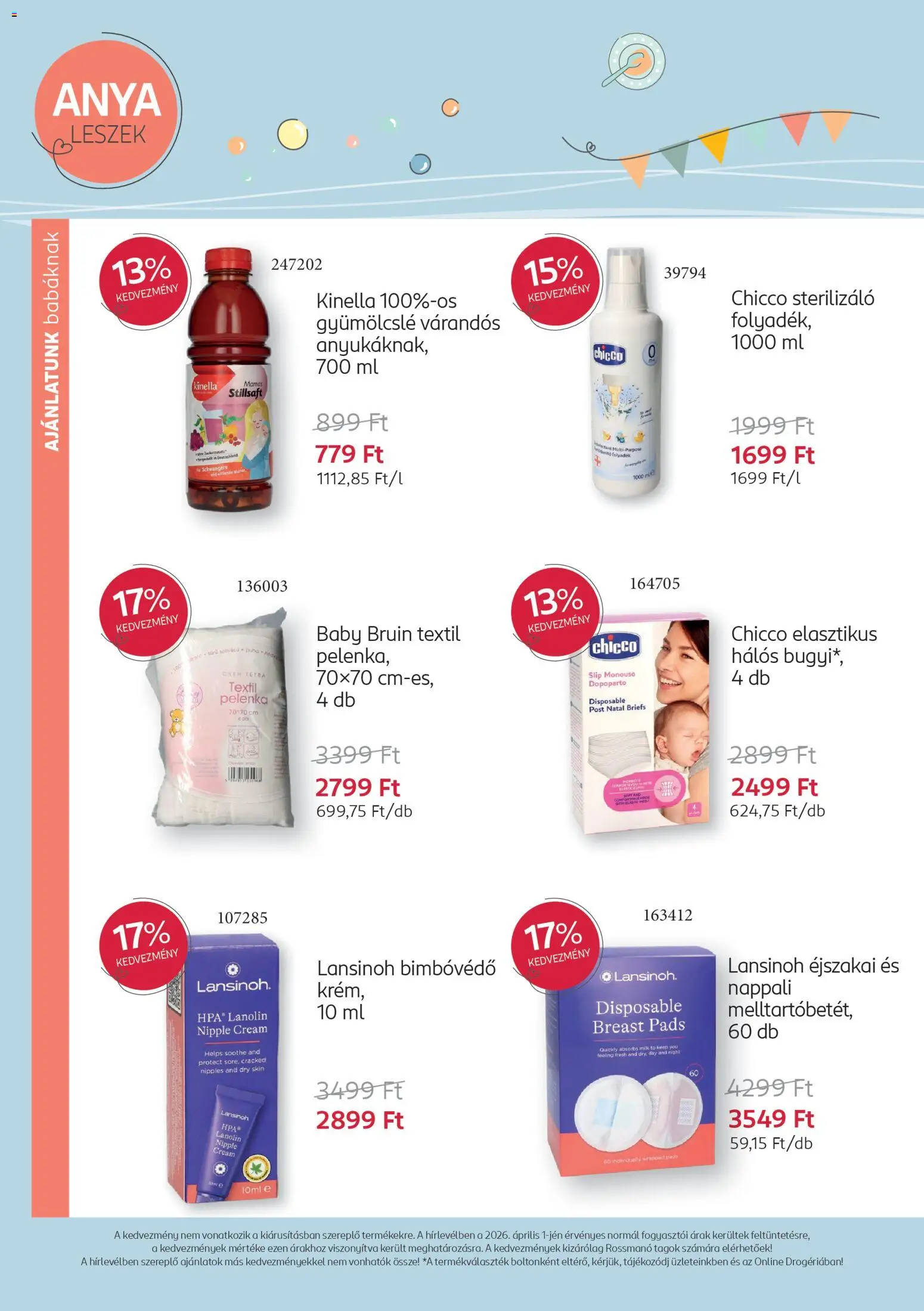 Rossmann akciós ujság - amely érvényes a következő dátumtól: 06.04.2026 | Oldal: 6 | Termékek: Gyümölcslé, Pelenka, Bugyi