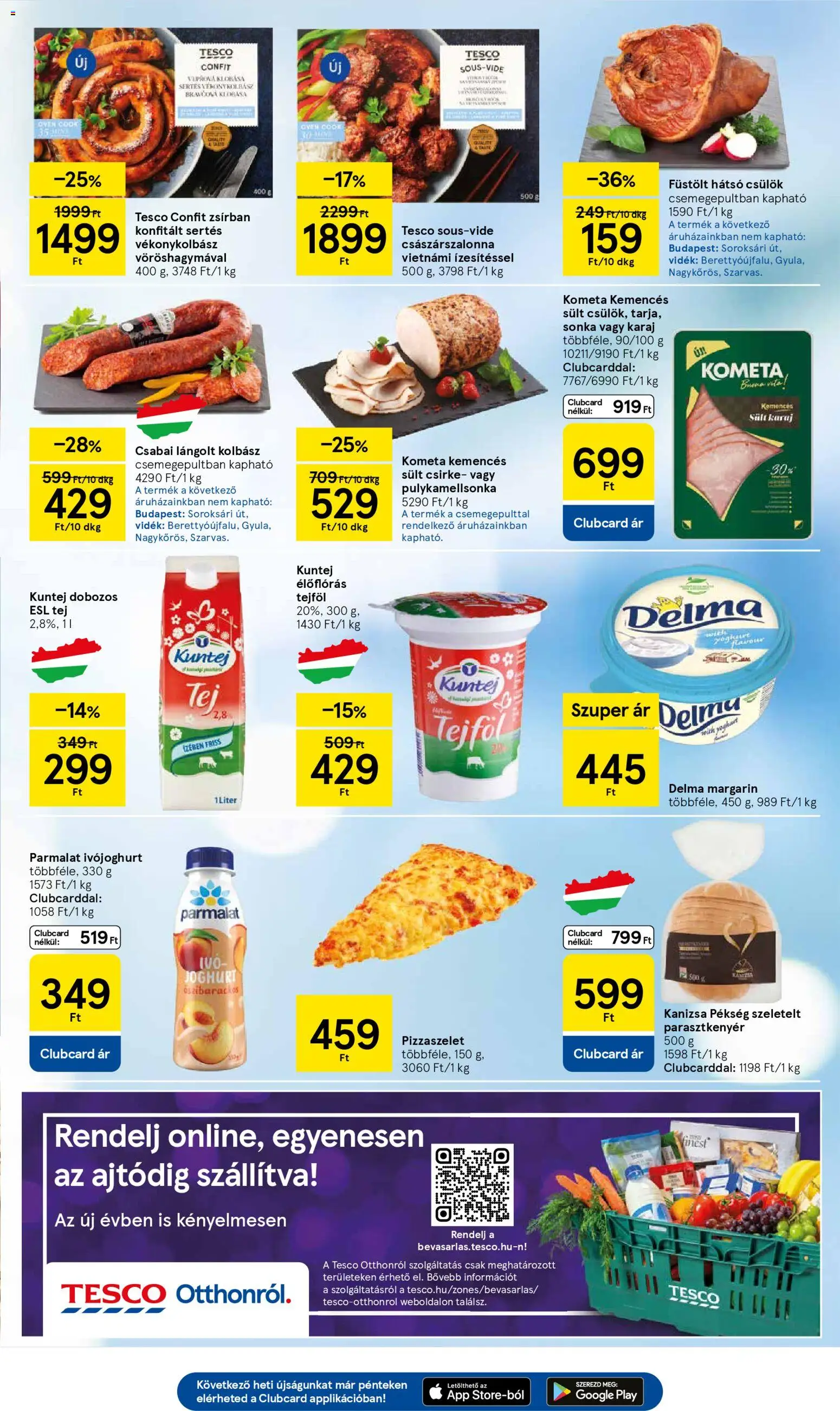 Tesco akciós ujság - amely érvényes a következő dátumtól: 27.12.2025 | Oldal: 3 | Termékek: Ivójoghurt, Margarin, Karaj, Joghurt