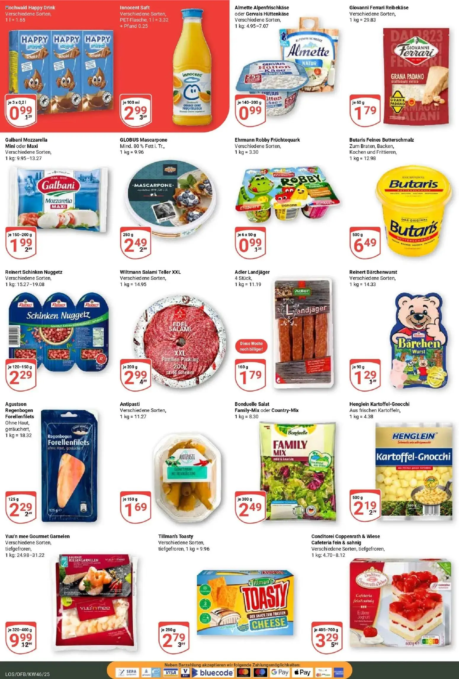 Globus prospekt Losheim Am See	 – gültig ab 10.11.2025 | Seite: 3 | Produkte: Mascarpone, Mozzarella, Reibekase, Salat