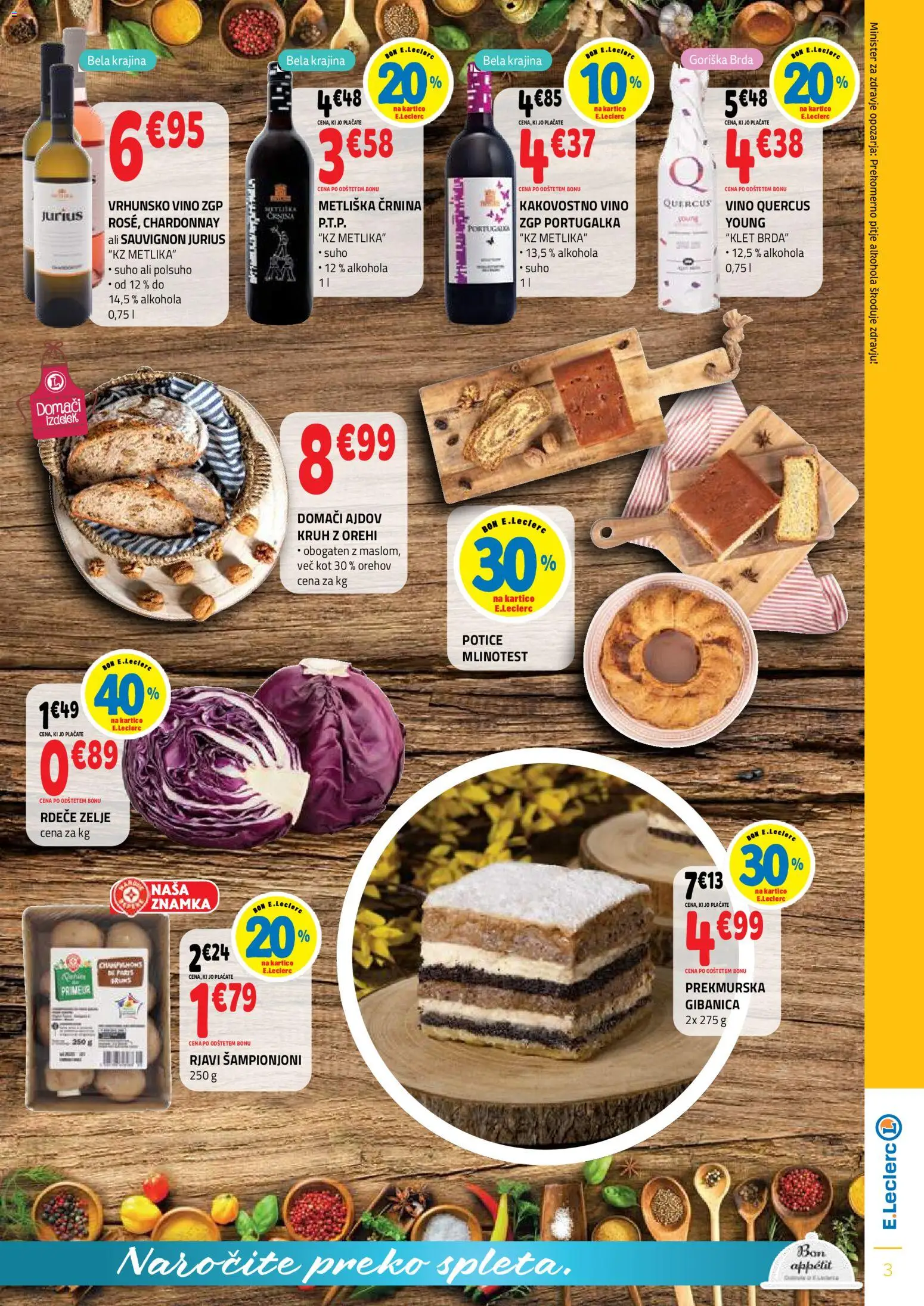 Novi E.leclerc katalog ponudbe – veljaven od 05.11.2025 | Stran: 3 | Izdelki: Kruh, Vino, Zelje