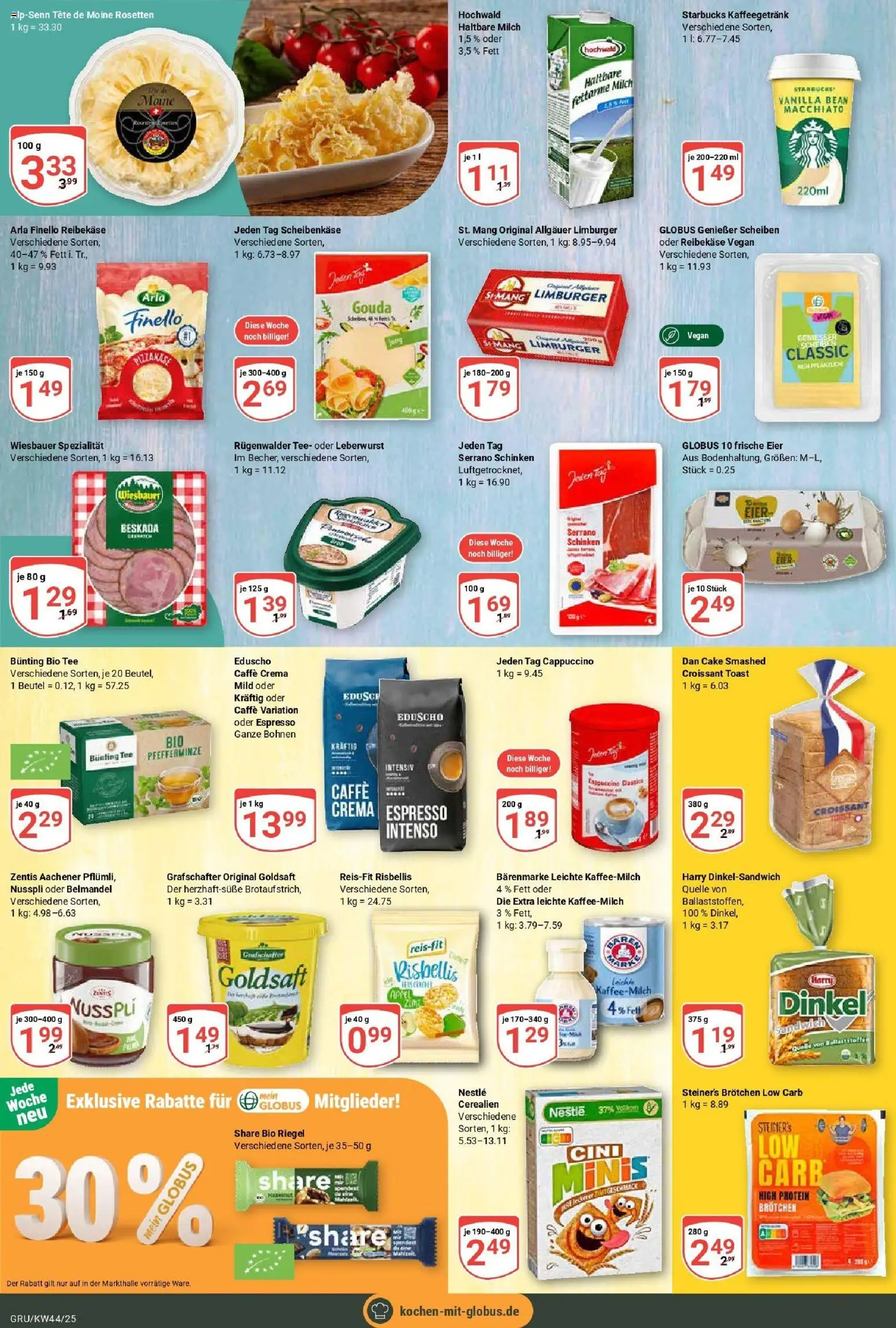 Globus prospekt Grünstadt	 – gültig ab 26.10.2025 | Seite: 12 | Produkte: Eier, Haltbare milch, Tee, Eduscho