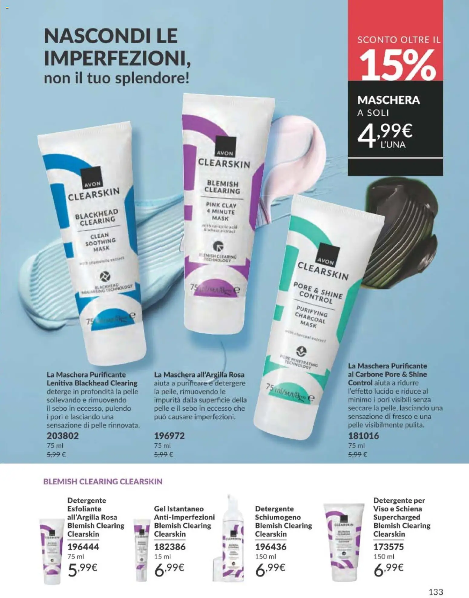 Volantino Avon del 01.03.2026 | Pagina: 133 | Prodotti: Maschera, Detergente