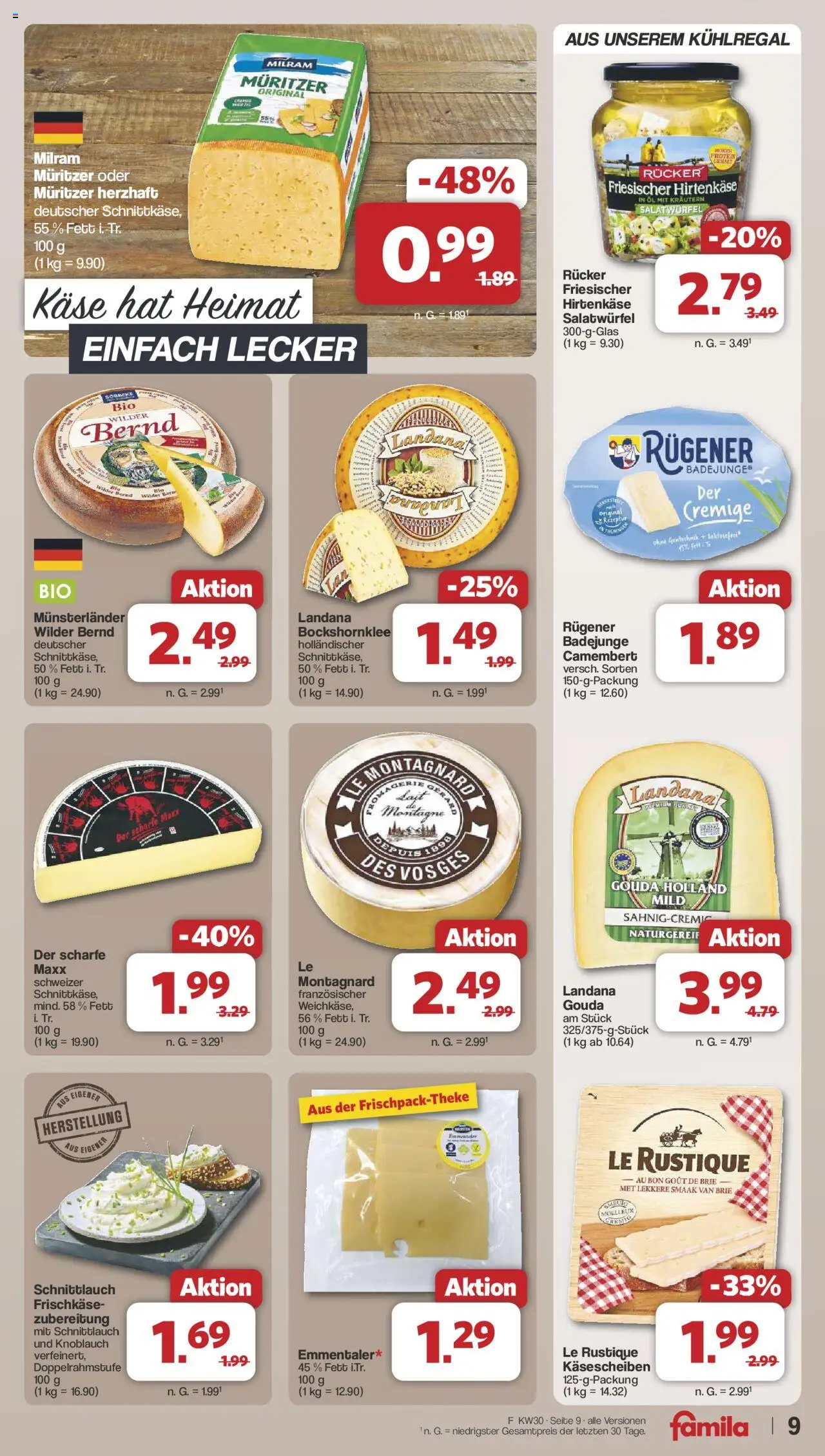 Famila Nordwest Prospekt 	 - gültig ab dem 21.07.2025 | Seite: 10 | Produkte: Käse, Gouda, Milram, Knoblauch