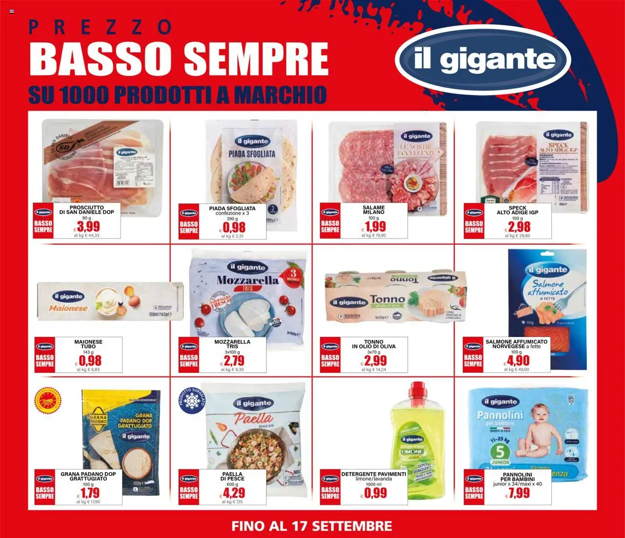 Volantino Il Gigante del 24.07.2025 | Pagina: 5 | Prodotti: Speck, Salmone, Grana Padano, Olio di Oliva