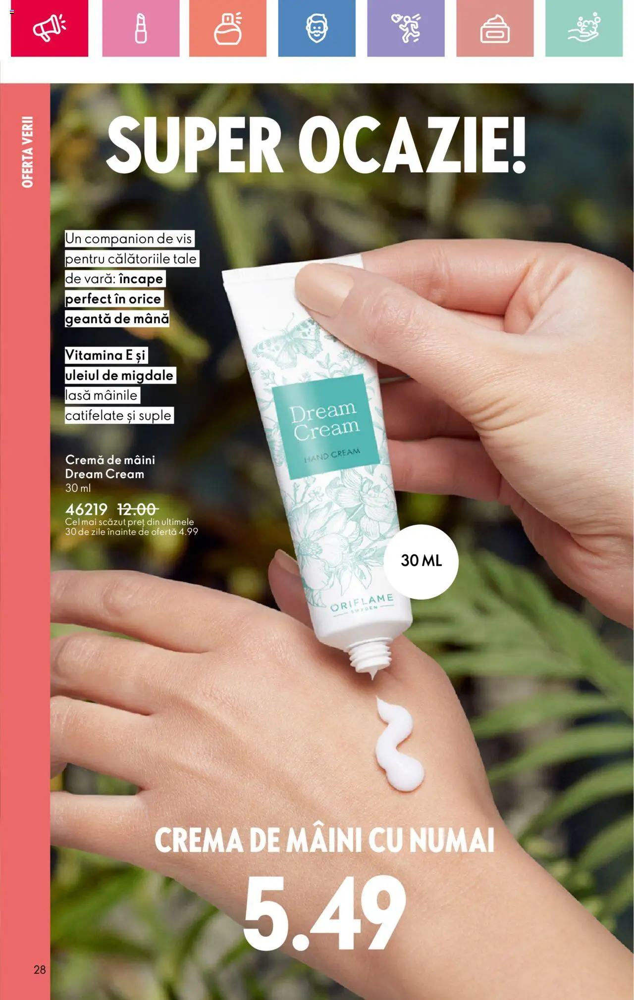Noul catalog Oriflame – valabil de la 06.07.2025 | Pagină: 28 | Produse: Geantă, Migdale, Cremă de mâini, Geantă de mână