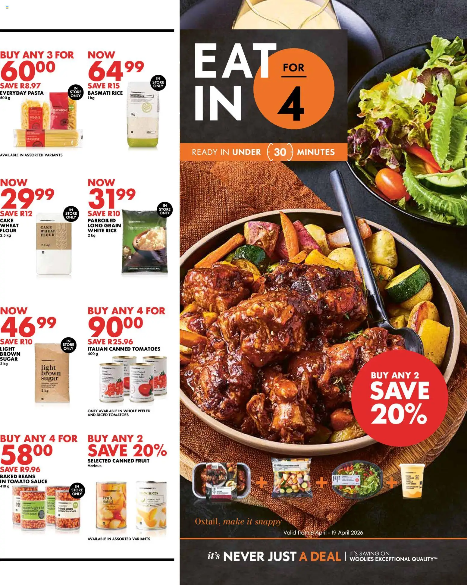 New Woolworths catalogue – valid from 06.04.2026 | Page: 4 | Products: Beans, Light, Tomato sauce, Sugar