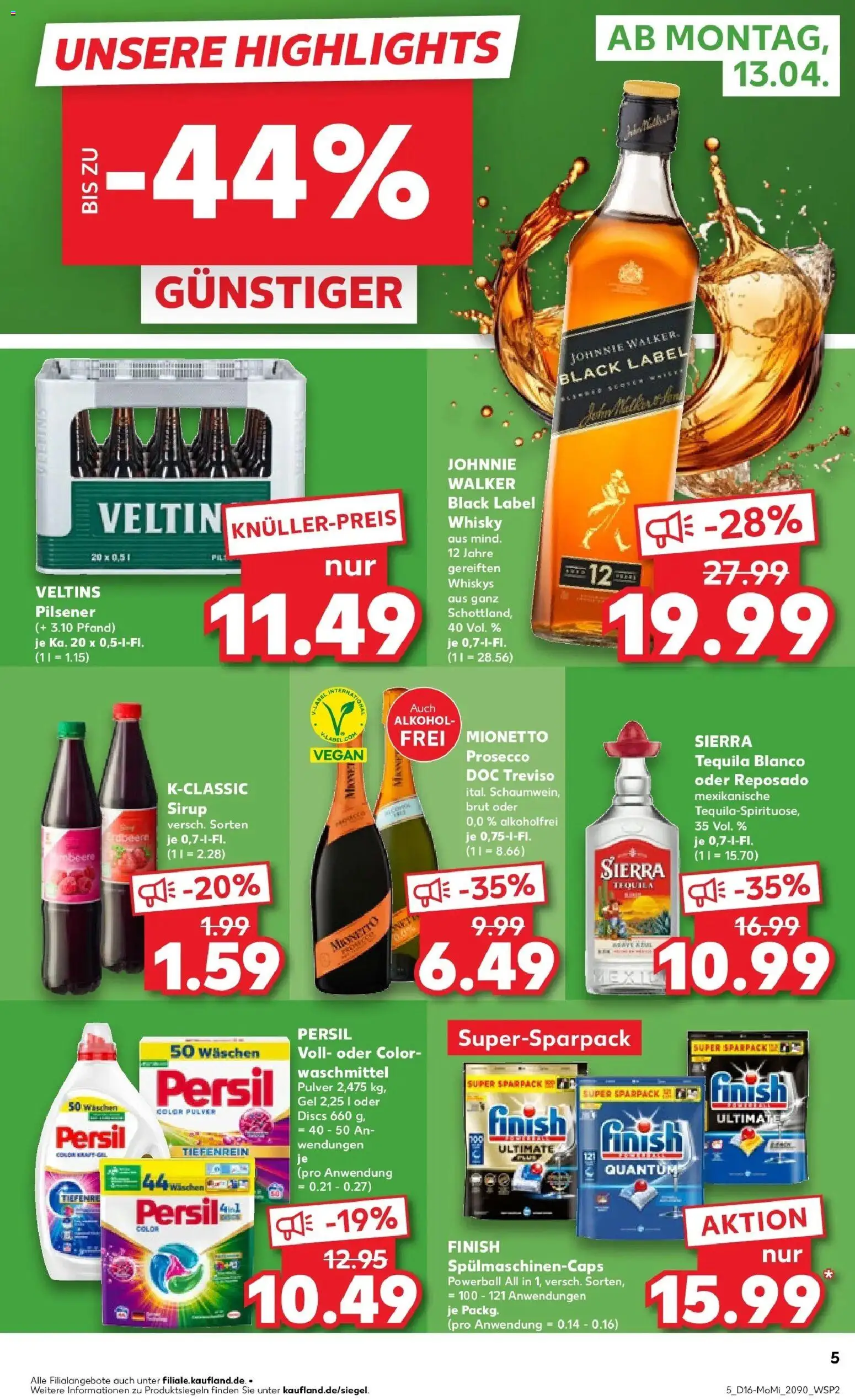 Kaufland Prospekt Bautzen	 – gültig ab 13.04.2026 | Seite: 5 | Produkte: Sirup, Prosecco, Waschmittel, Johnnie walker
