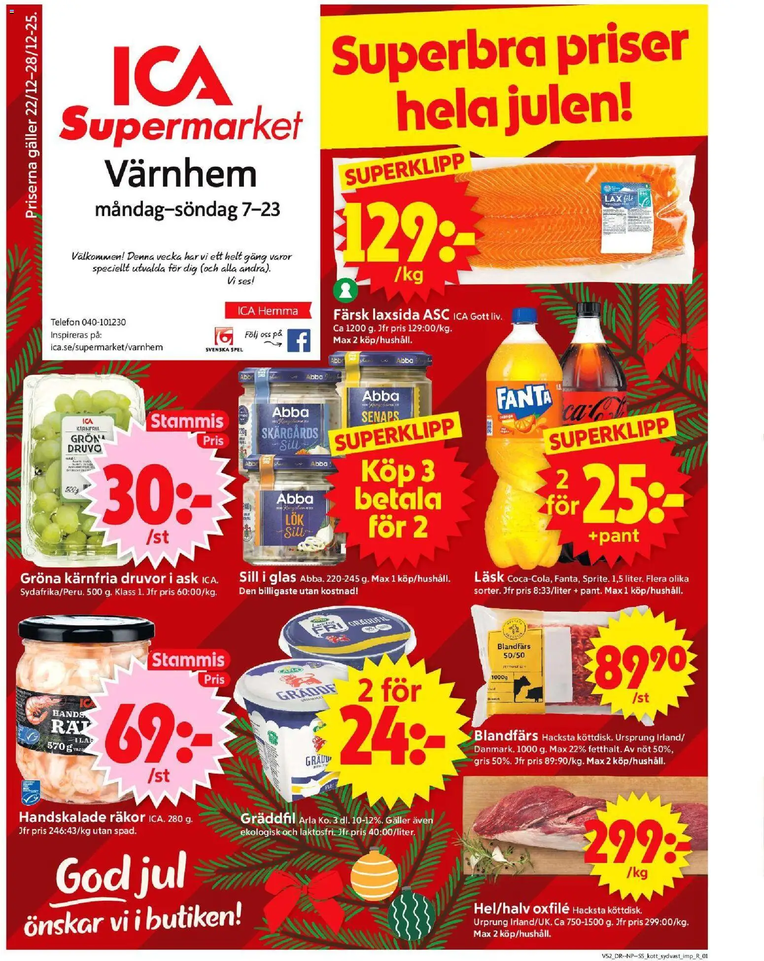 ICA Supermarket reklamblad aktuell från 22.12.2025 | Sida: 1