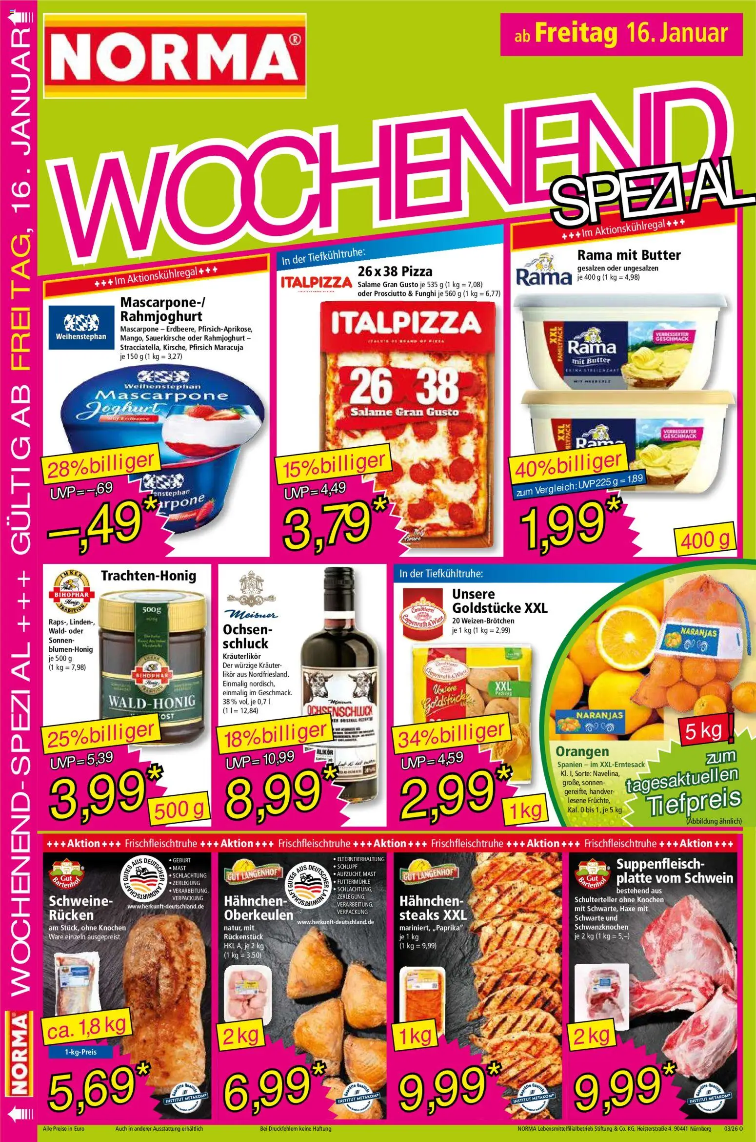 Norma Prospekt 	 – gültig ab 12.01.2026 | Seite: 18 | Produkte: Mascarpone, Joghurt, Pfirsich, Pizza