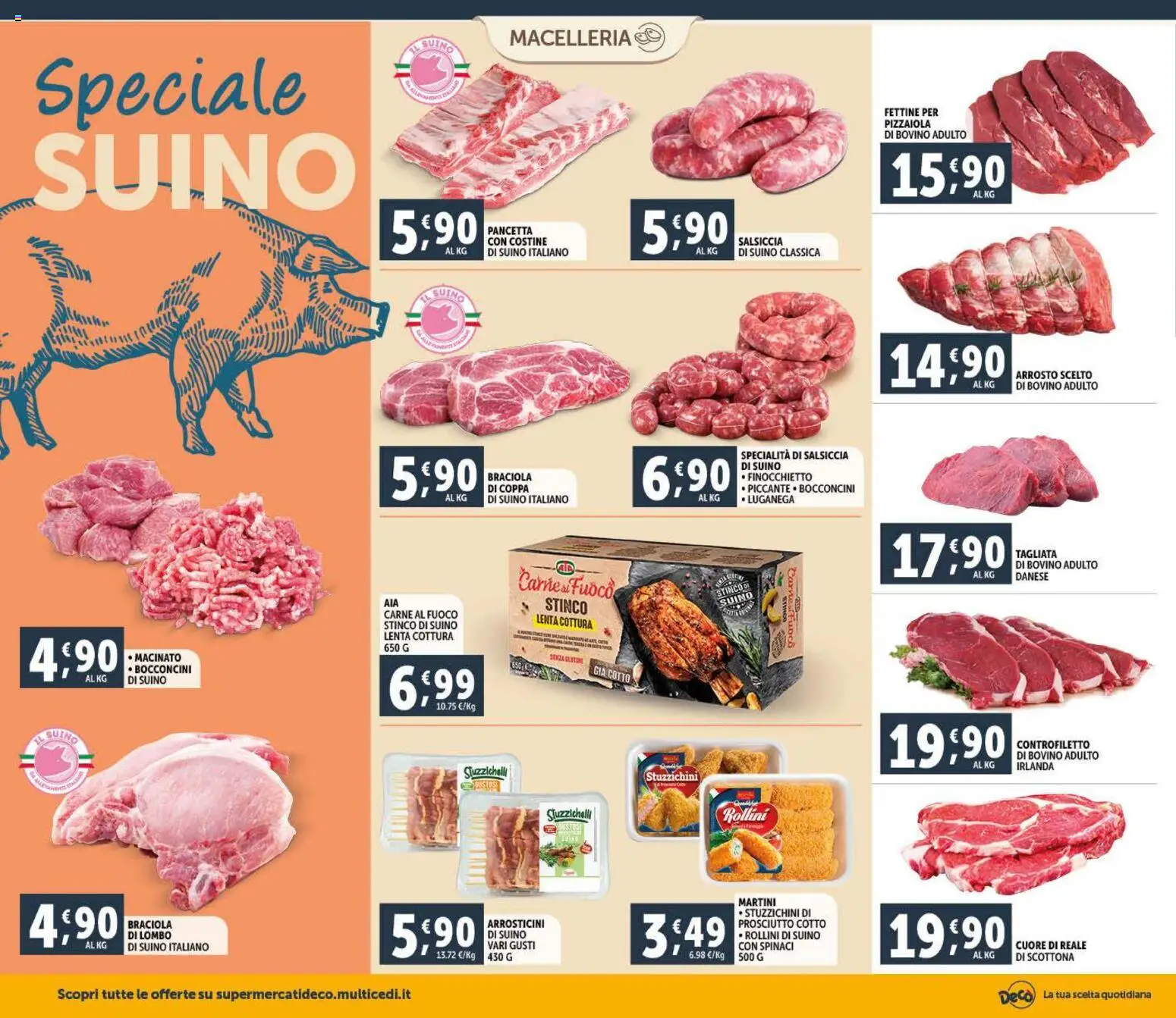 Volantino Decò del 09.01.2026 | Pagina: 4 | Prodotti: Prosciutto Cotto, Prosciutto, Spinaci, Macinato