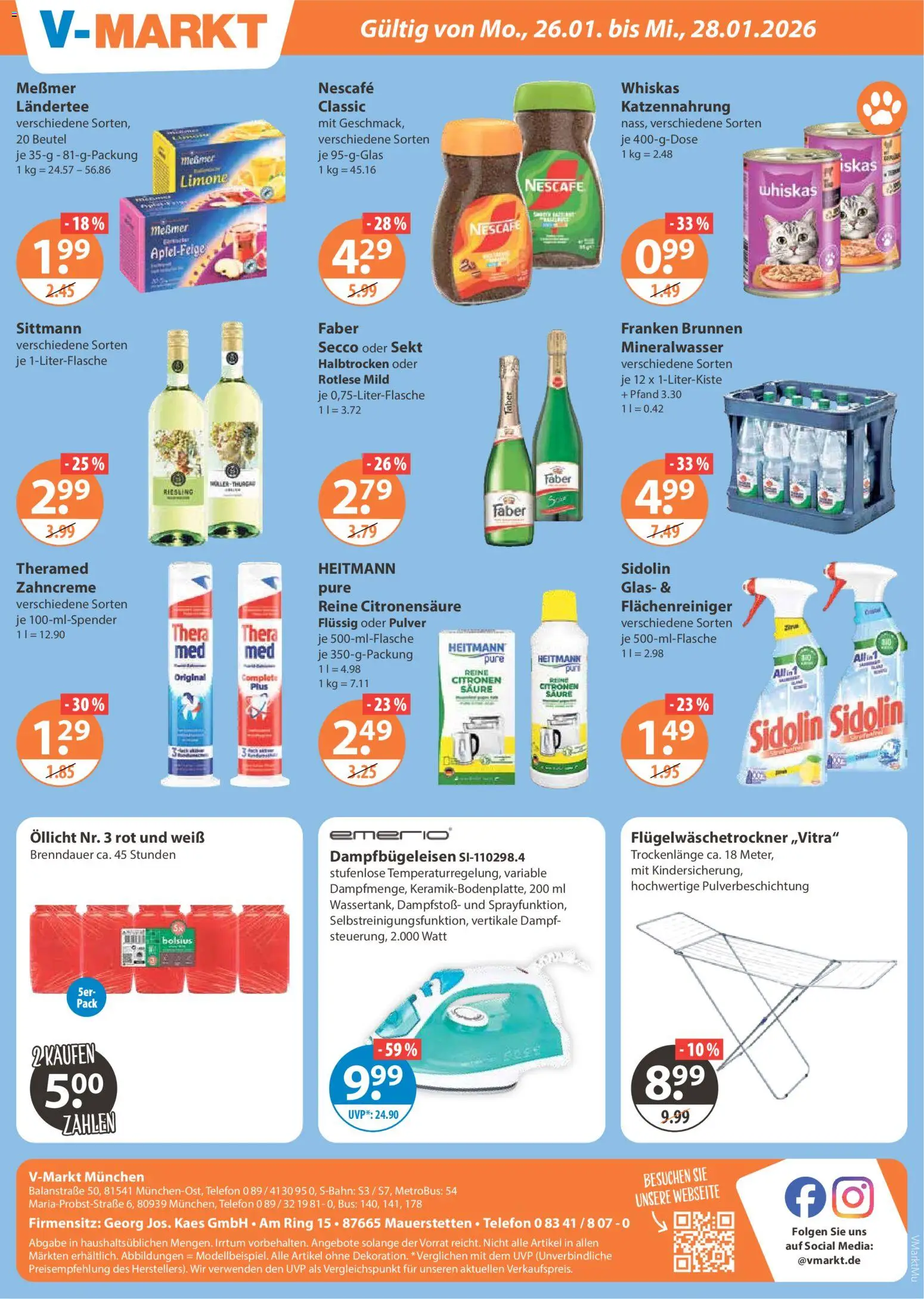 V-Markt - München – gültig ab 22.01.2026 | Seite: 20 | Produkte: Nescafe, Sekt, Mineralwasser, Telefon