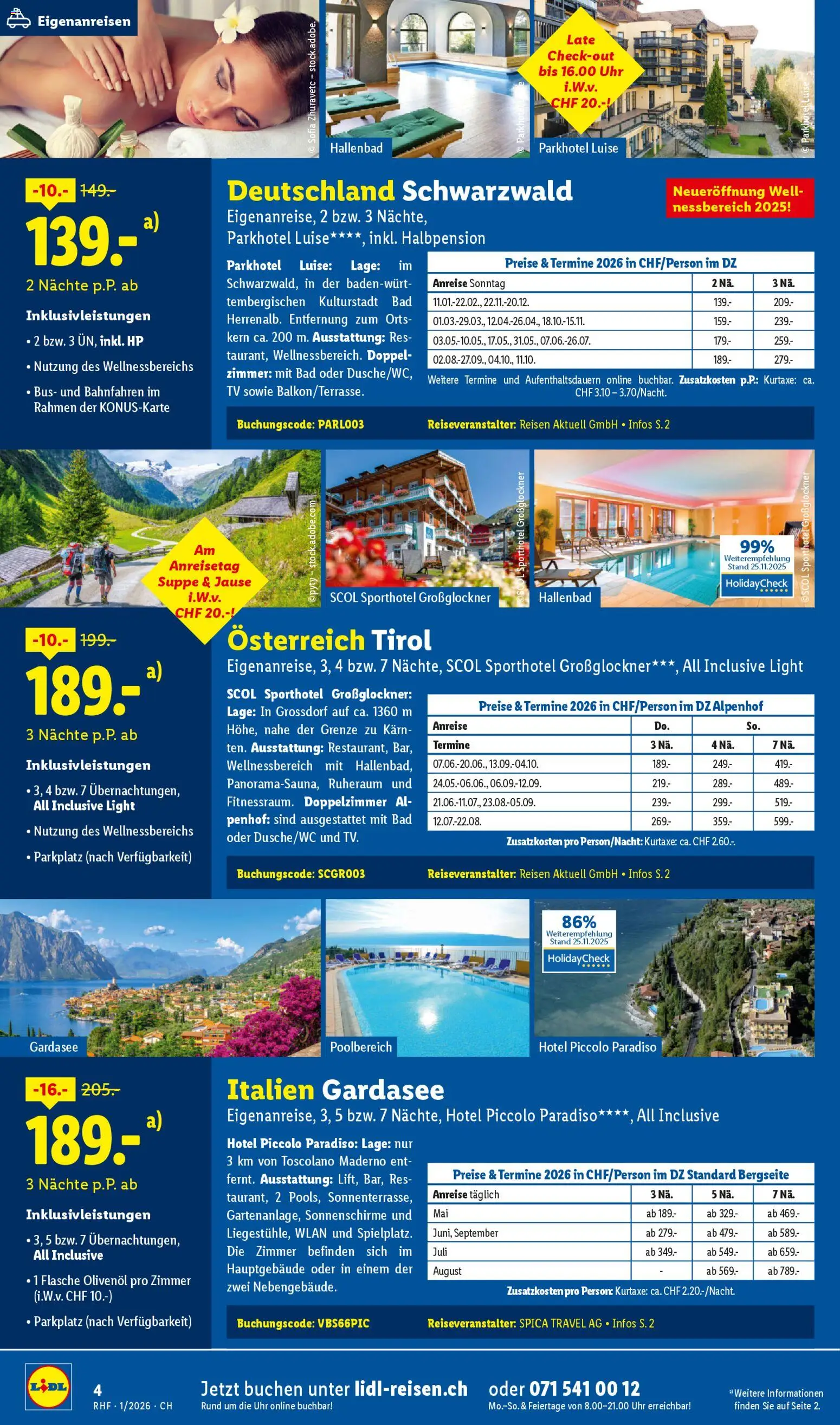 Lidl Aktionen Reisen Januar – gültig ab 29.12.2025 | Seite: 4 | Produkte: Bad, Uhr, TV, HP