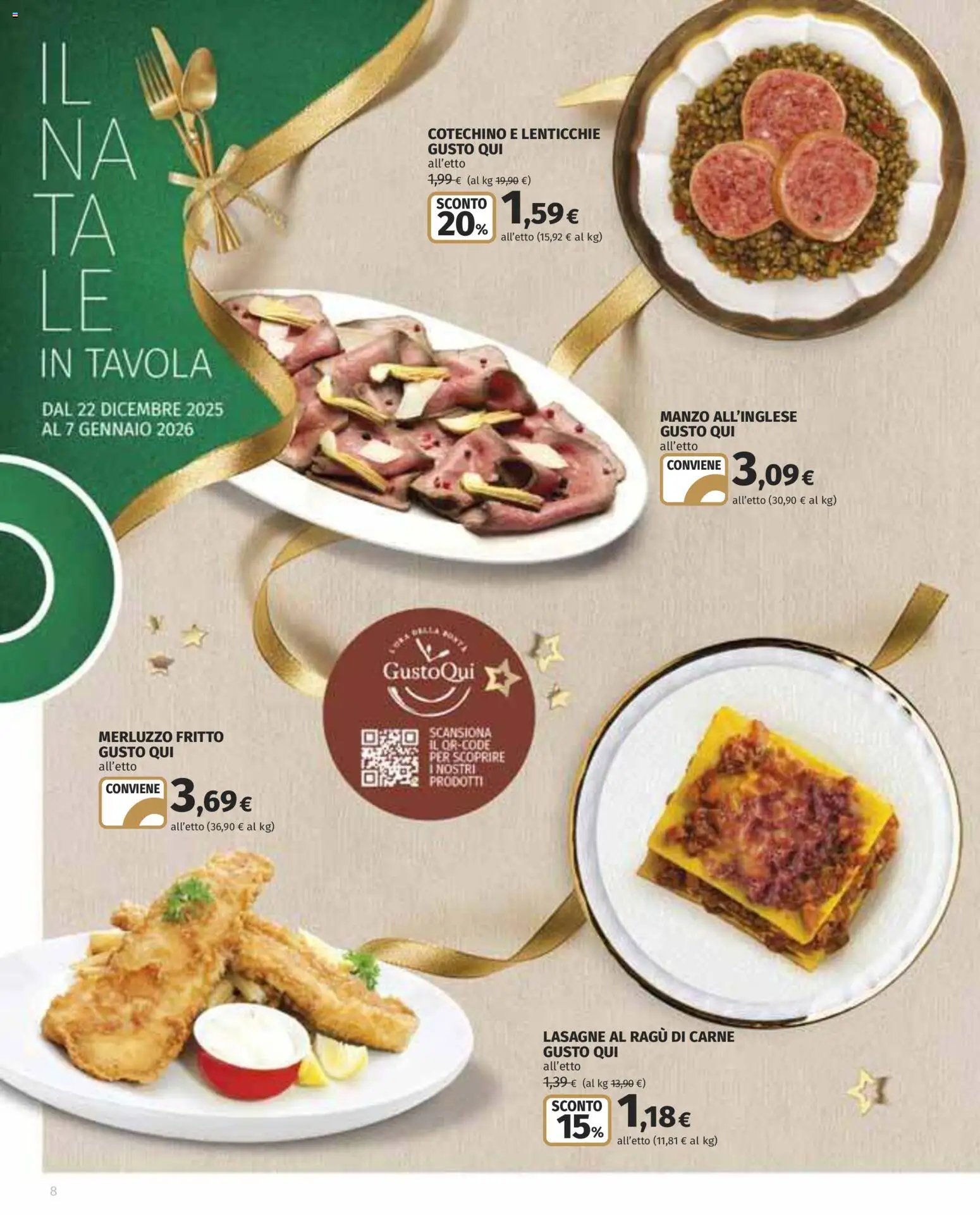 Volantino COOP del 22.12.2025 | Pagina: 8 | Prodotti: Manzo, Merluzzo, Ragú, Cotechino
