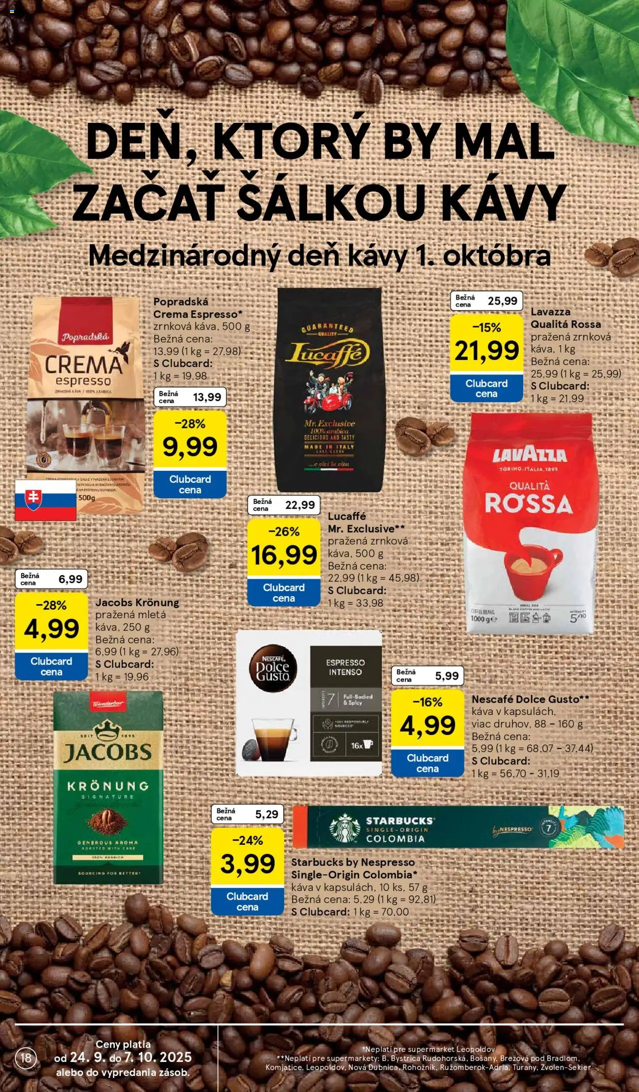 Nové Tesco akcie – leták je platný od 24.09.2025 | Strana: 18 | Produkty: Dolce Gusto, Káva, Jacobs Krönung
