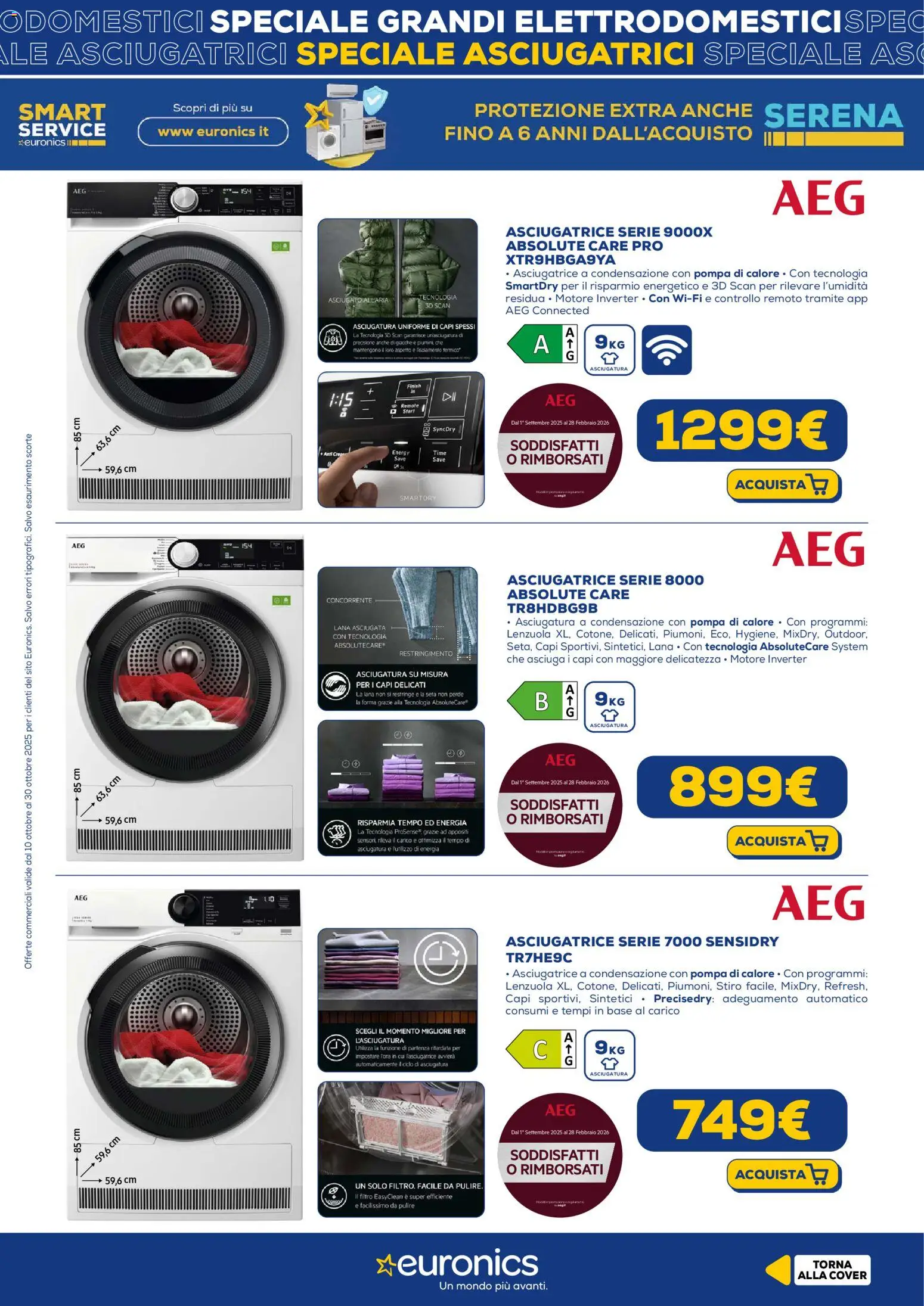 Volantino Euronics del 10.10.2025 | Pagina: 8 | Prodotti: Asciugatrice, Lenzuola