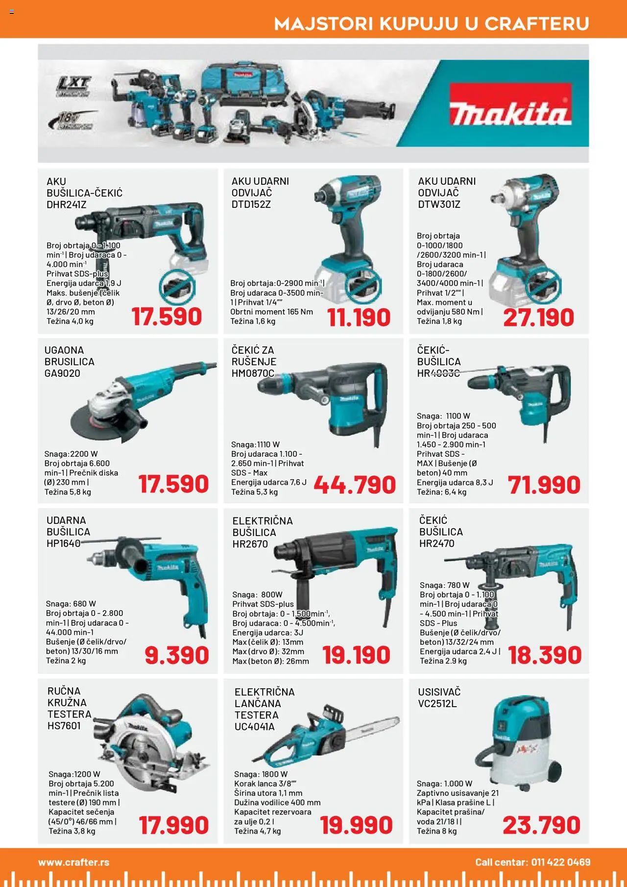 Crafter katalog - važi od 15.09.2025 | Strana: 7 | Proizvode: Usisivač, Čekić, Voda, Ulje