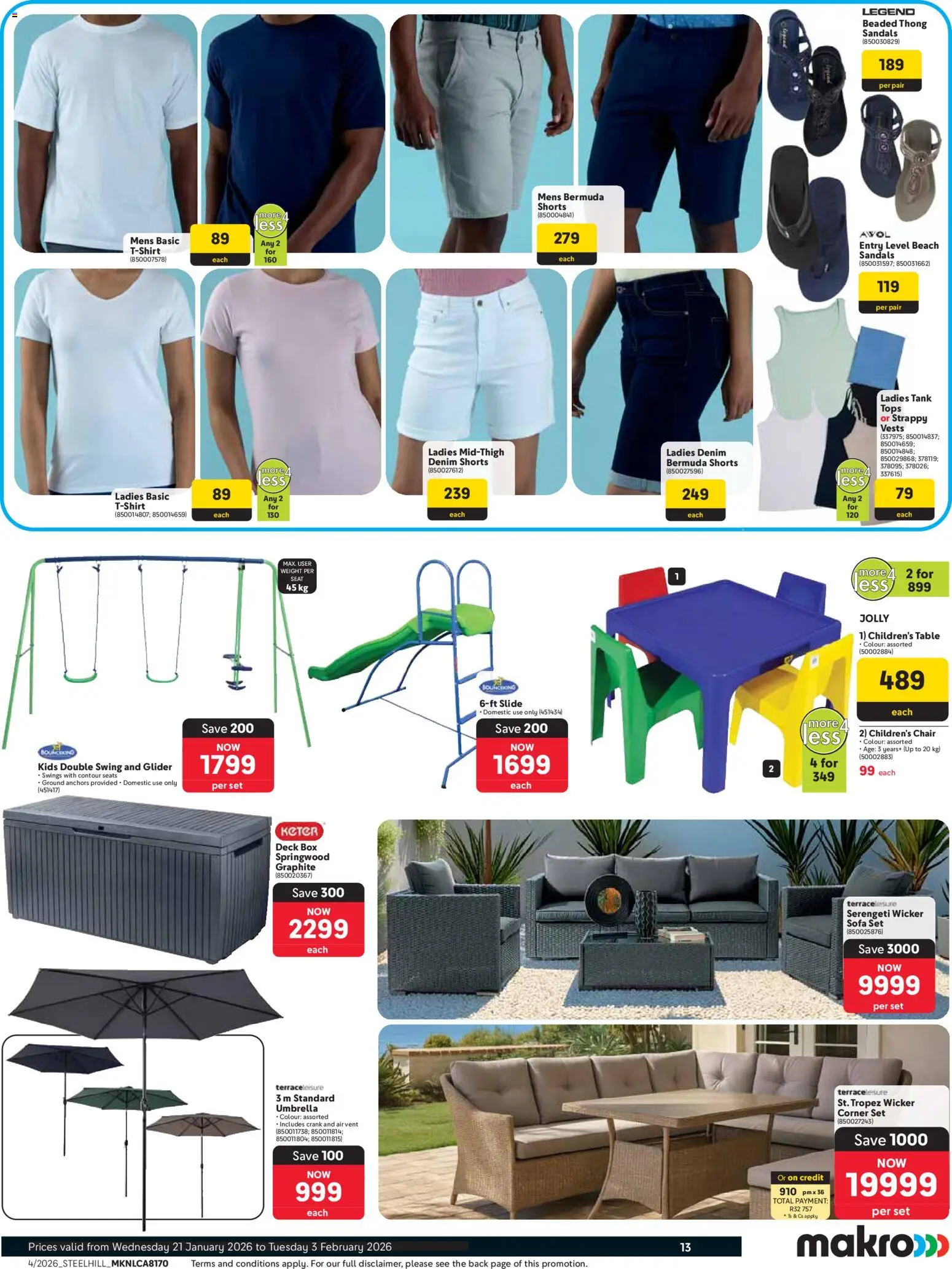 New Makro catalogue – valid from 21.01.2026 | Page: 13 | Products: Shorts, Umbrella, Tank, Box