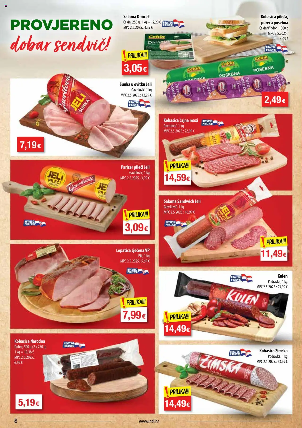 NTL katalog | vrijedi od 01.10.2025 | Stranica: 8 | Proizvodi: Salama, Kobasica, Kulen, Parizer