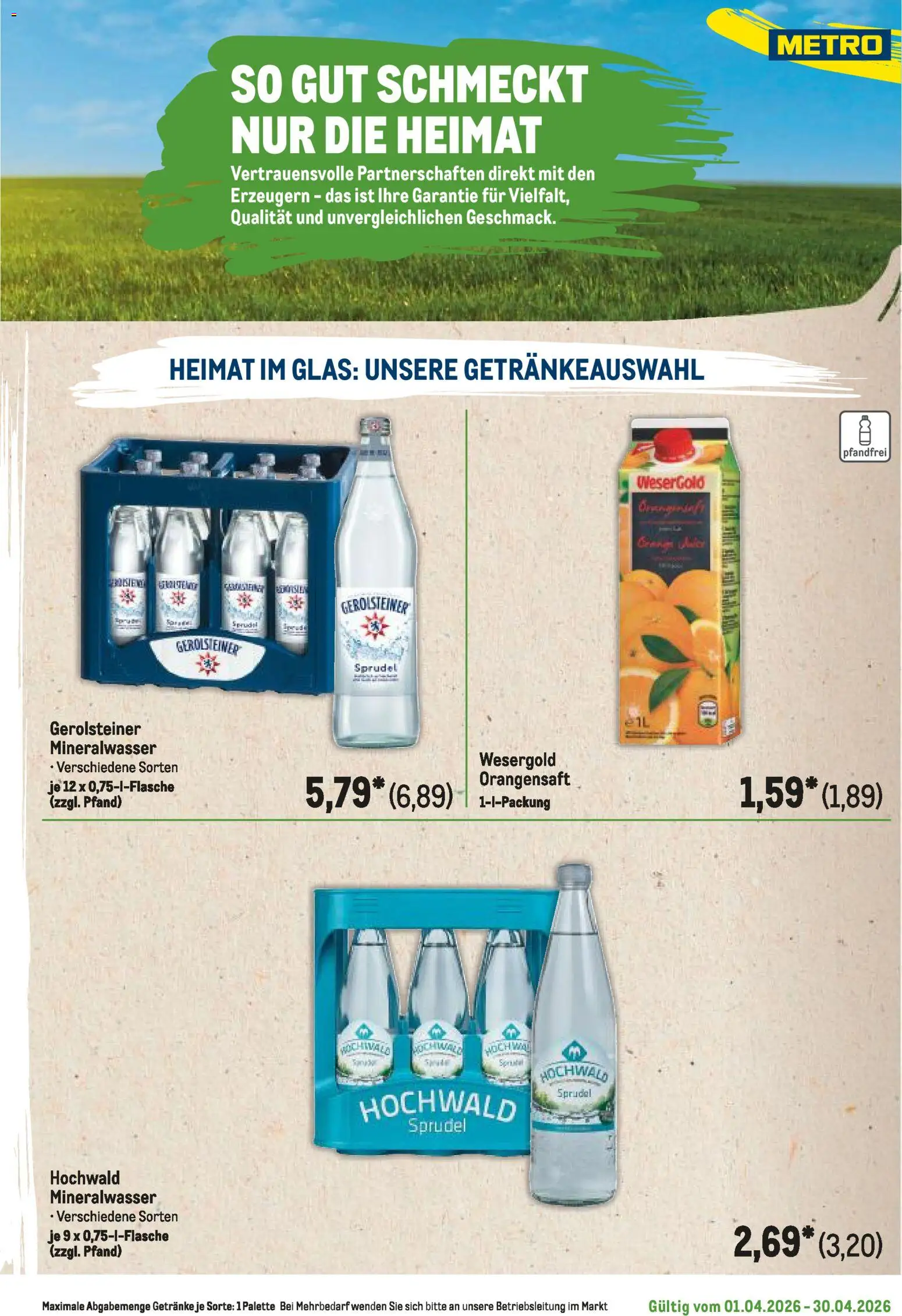 Metro Regionaler Flyer – gültig ab 01.04.2026 | Seite: 65 | Produkte: Orangensaft, Mineralwasser, Gerolsteiner