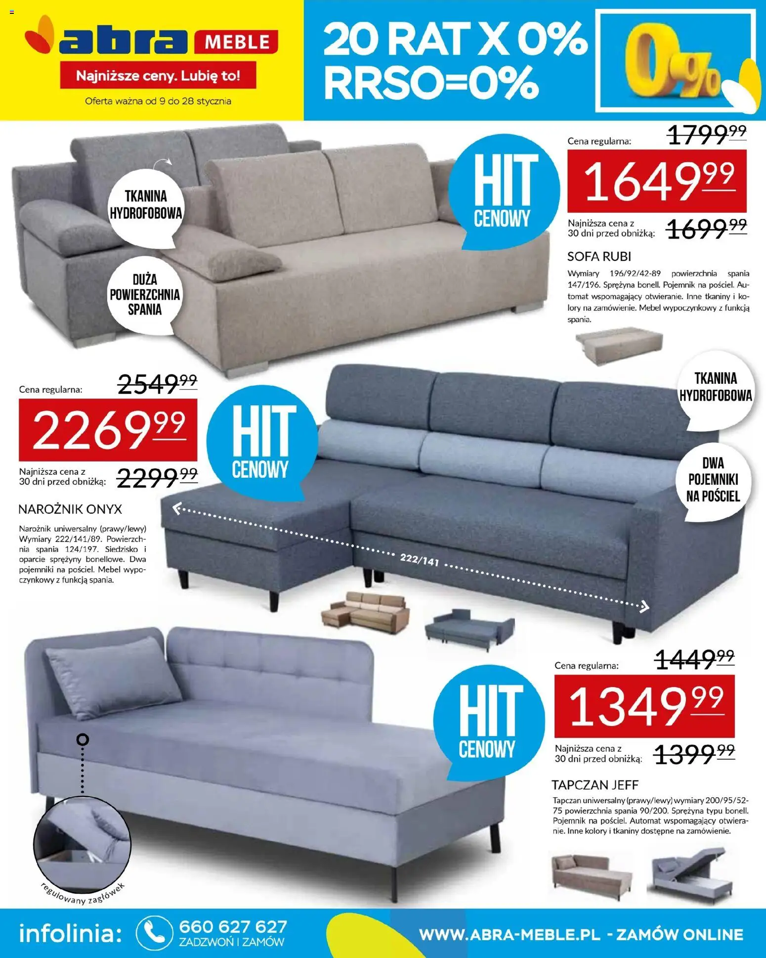 Abra meble Gazetka od 09.01.2026 | Strona: 1 | Produkty: Pościel, Sofa