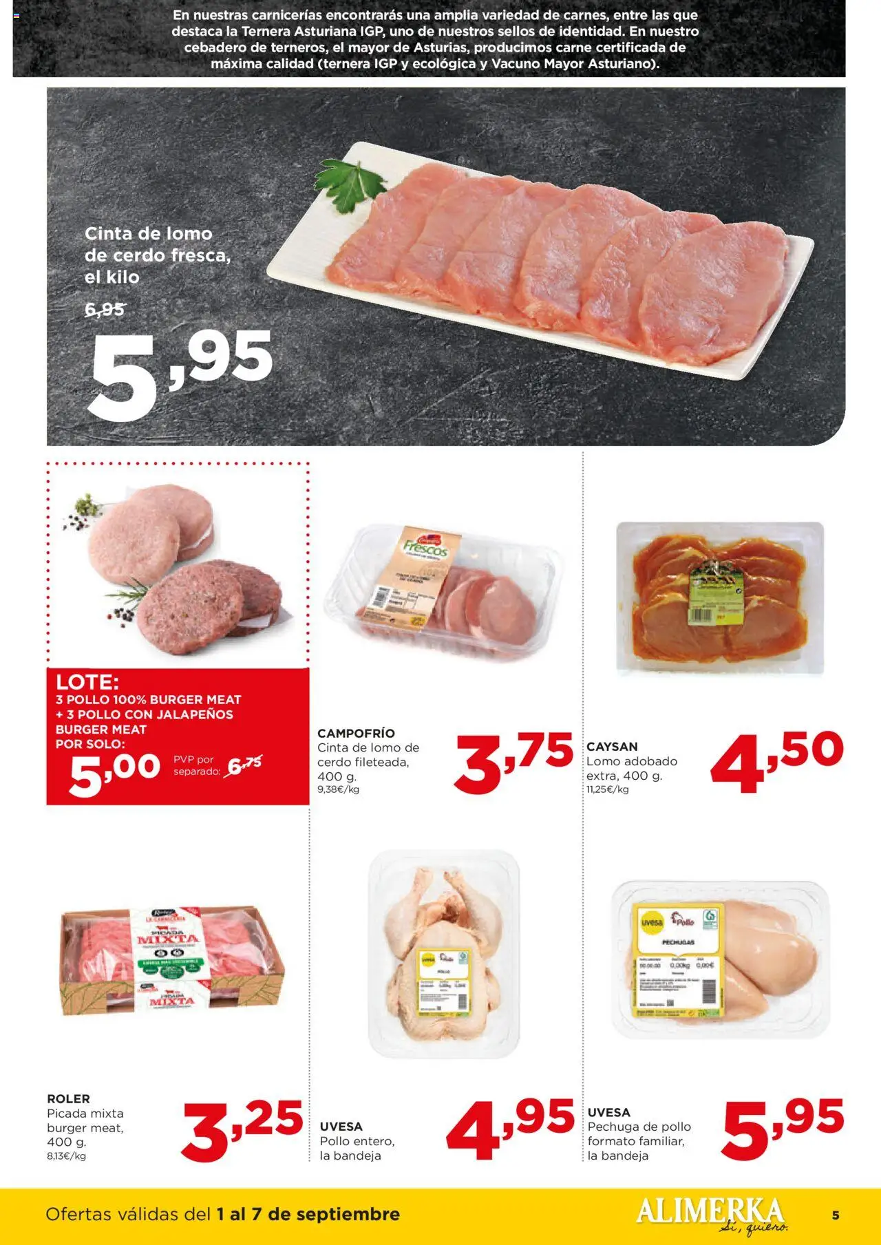 Alimerka folleto Asturias │ válido desde el 01.09.2025 | Página: 5 | Productos: Cerdo, Bandeja
