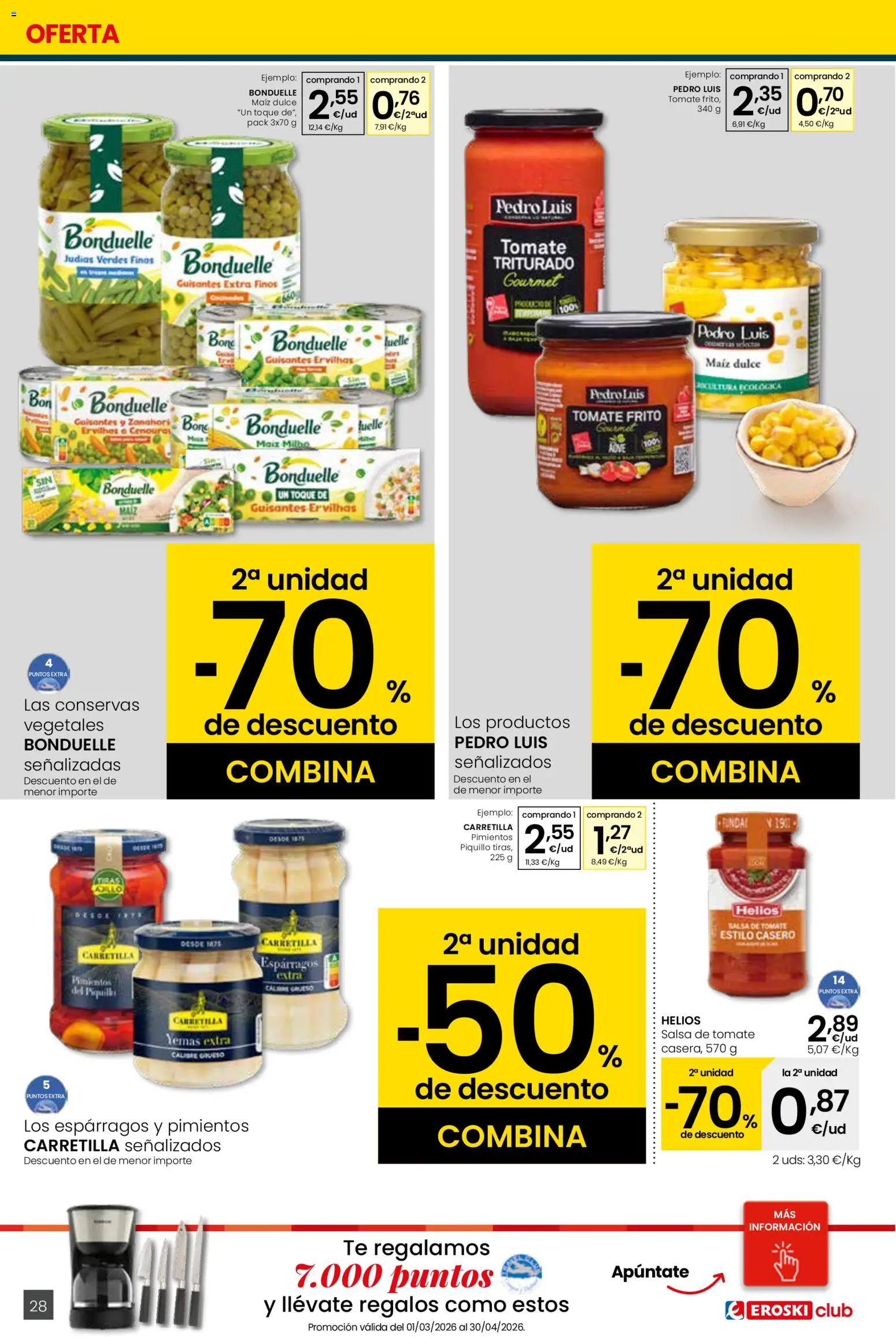 Eroski - Quieres ahorrar conmigo Center │ válido desde el 26.03.2026 | Página: 28 | Productos: Νερό καρύδας, Salsa de tomate, Té, Tomate triturado