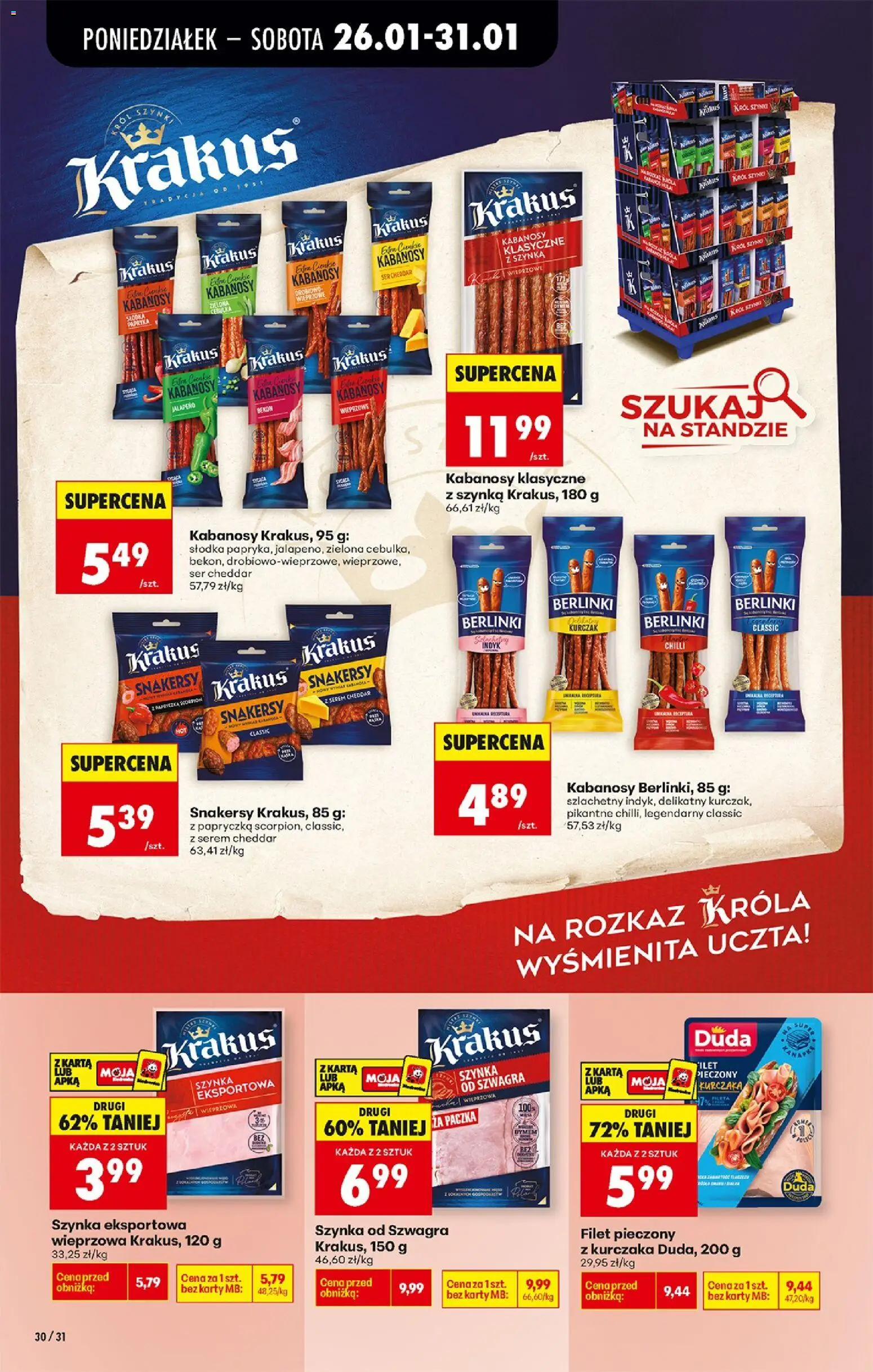 Biedronka gazetka od 26.01.2026 | Strona: 36 | Produkty: Karta, Kabanosy, Szynka, Cheddar