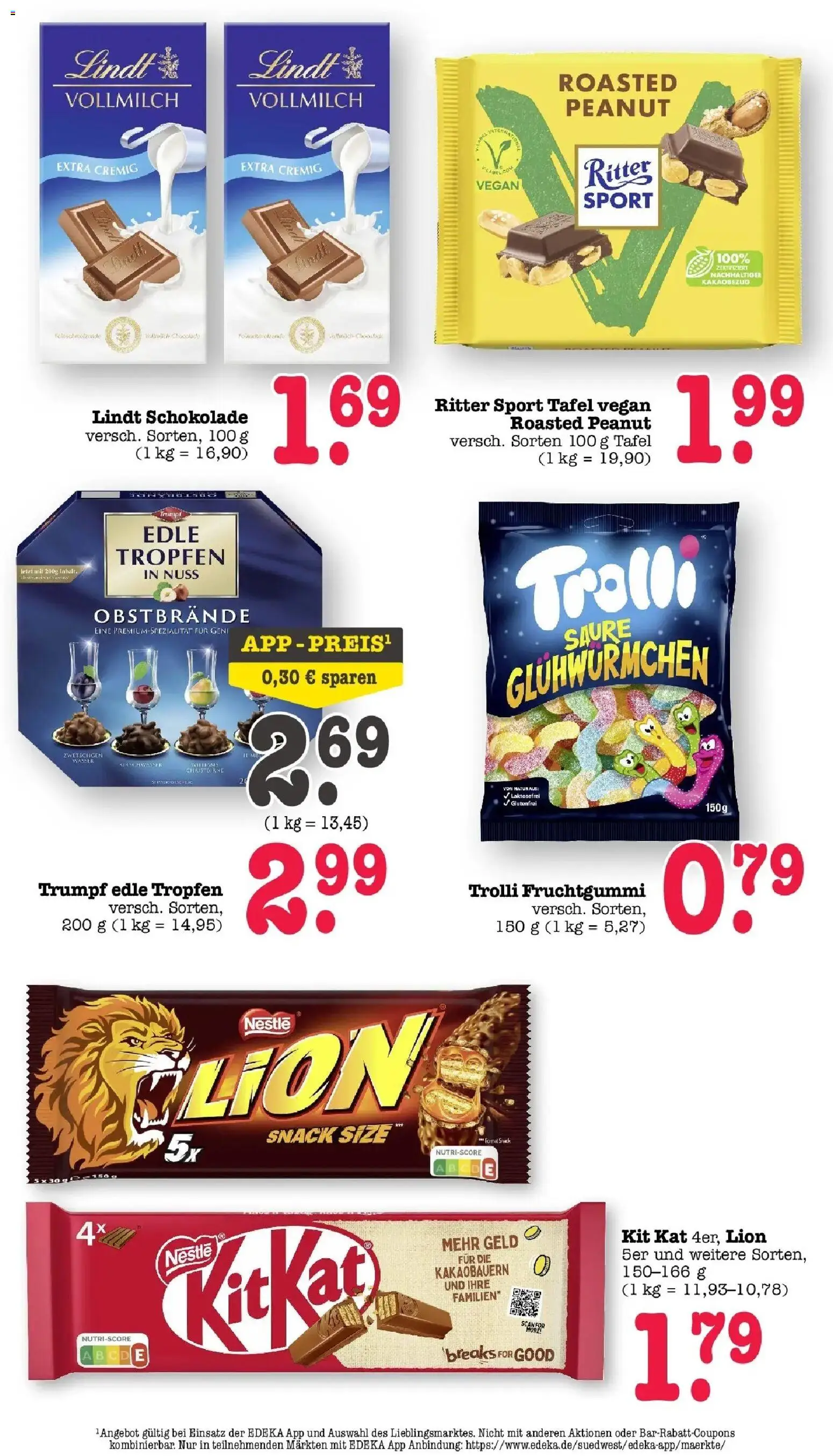 Edeka prospekt Bühlertal	 – gültig ab 05.04.2026 | Seite: 40 | Produkte: Schokolade, Ritter sport, Wasser, Lindt