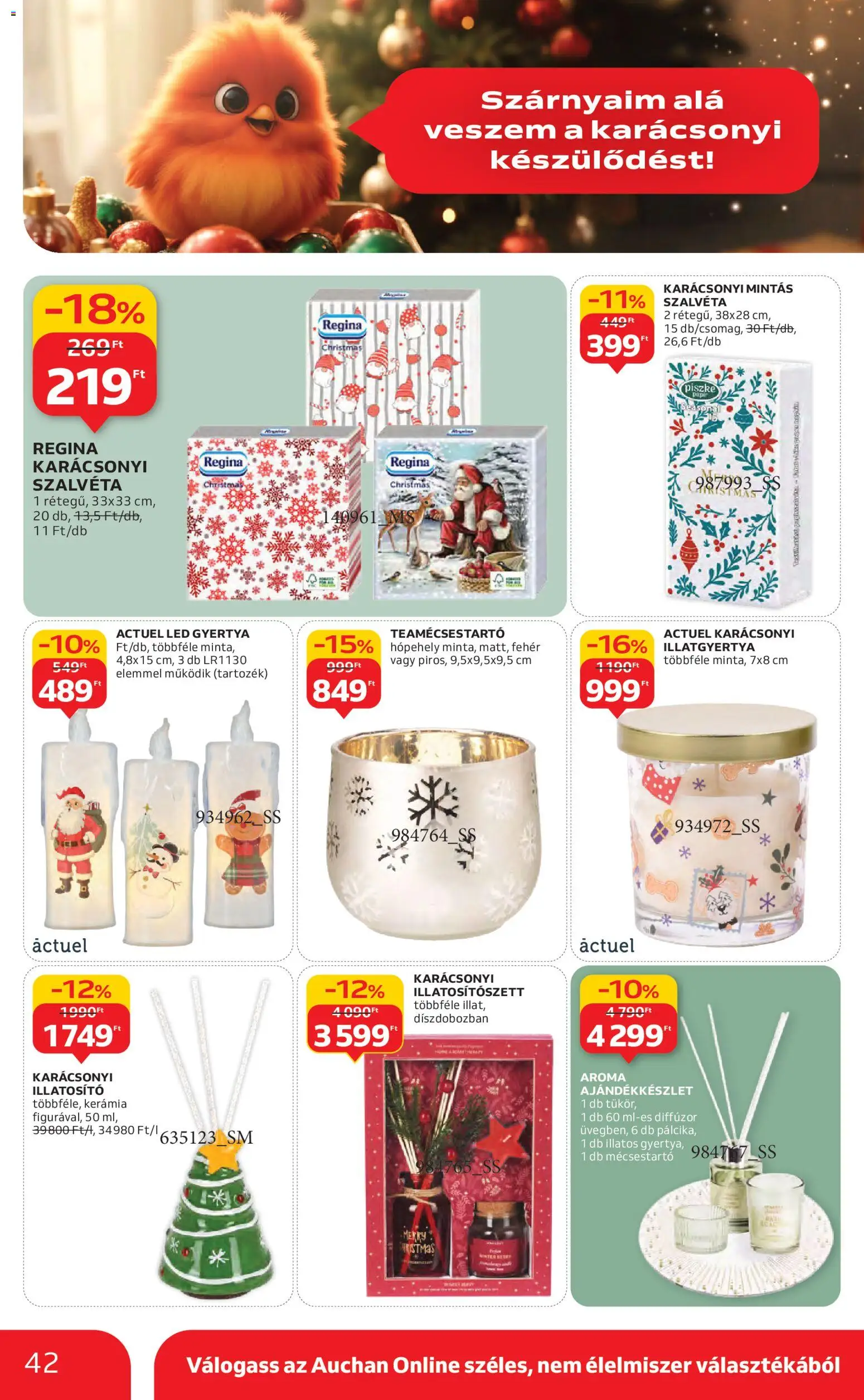 Auchan akciós ujság - amely érvényes a következő dátumtól: 06.11.2025 | Oldal: 42 | Termékek: Gyertya, Diffúzor, Illatgyertya, Mécsestartó