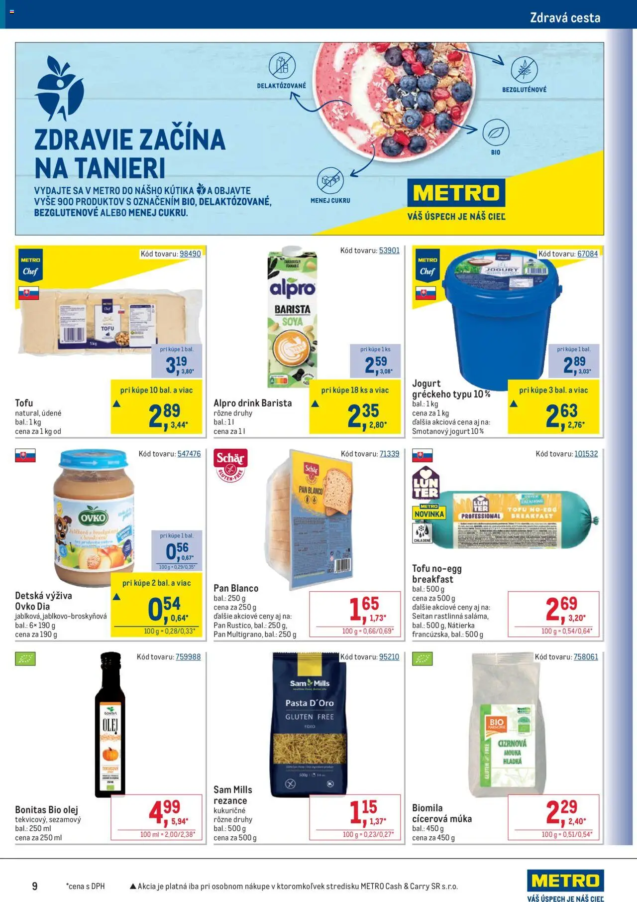 Nové Metro akcie – leták je platný od 10.09.2025 | Strana: 9 | Produkty: Olej, Rezance, Múka, Alpro